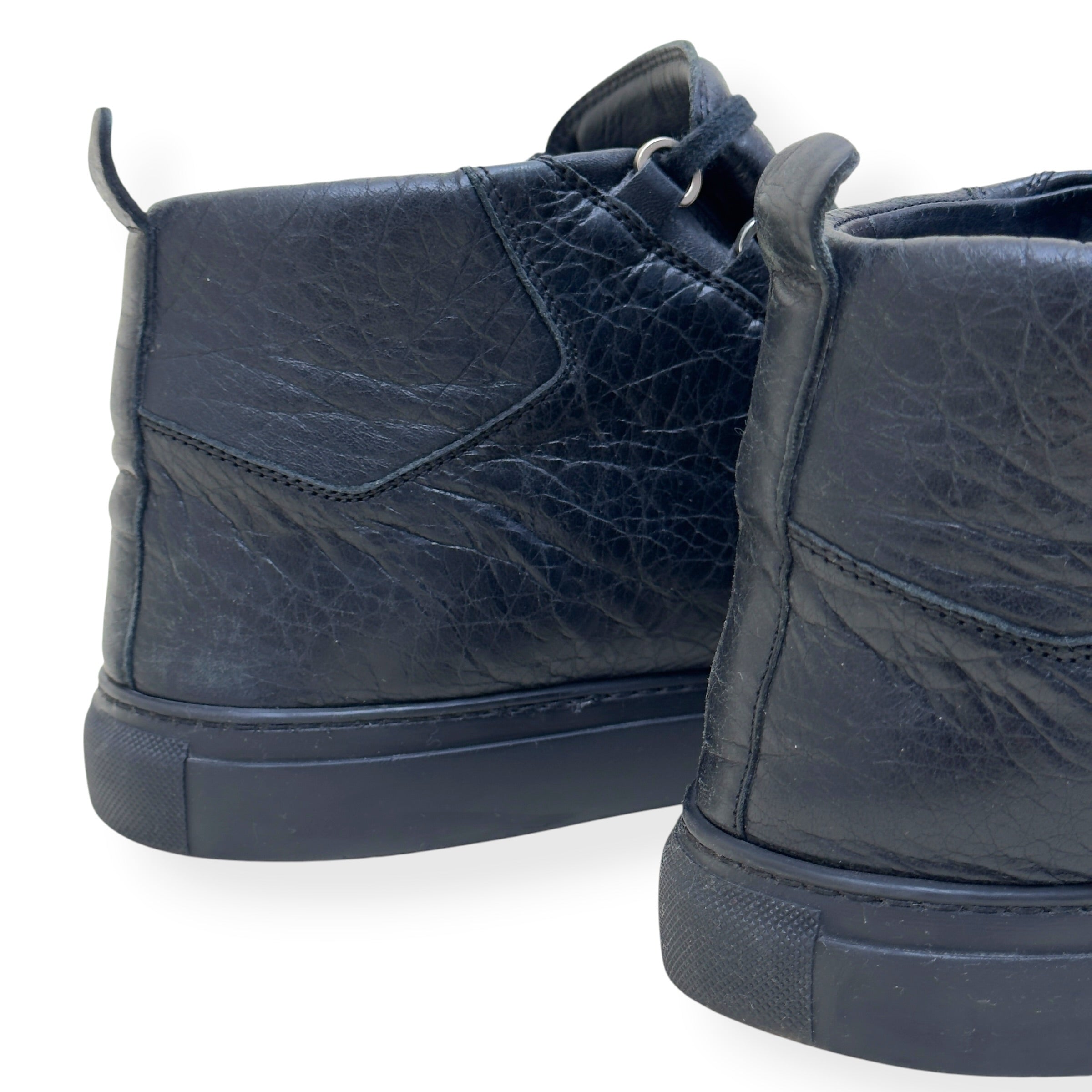 BALENCIAGA ARENA LEATHER HIGH-TOP SNEAKER BLACK 45 / UK11