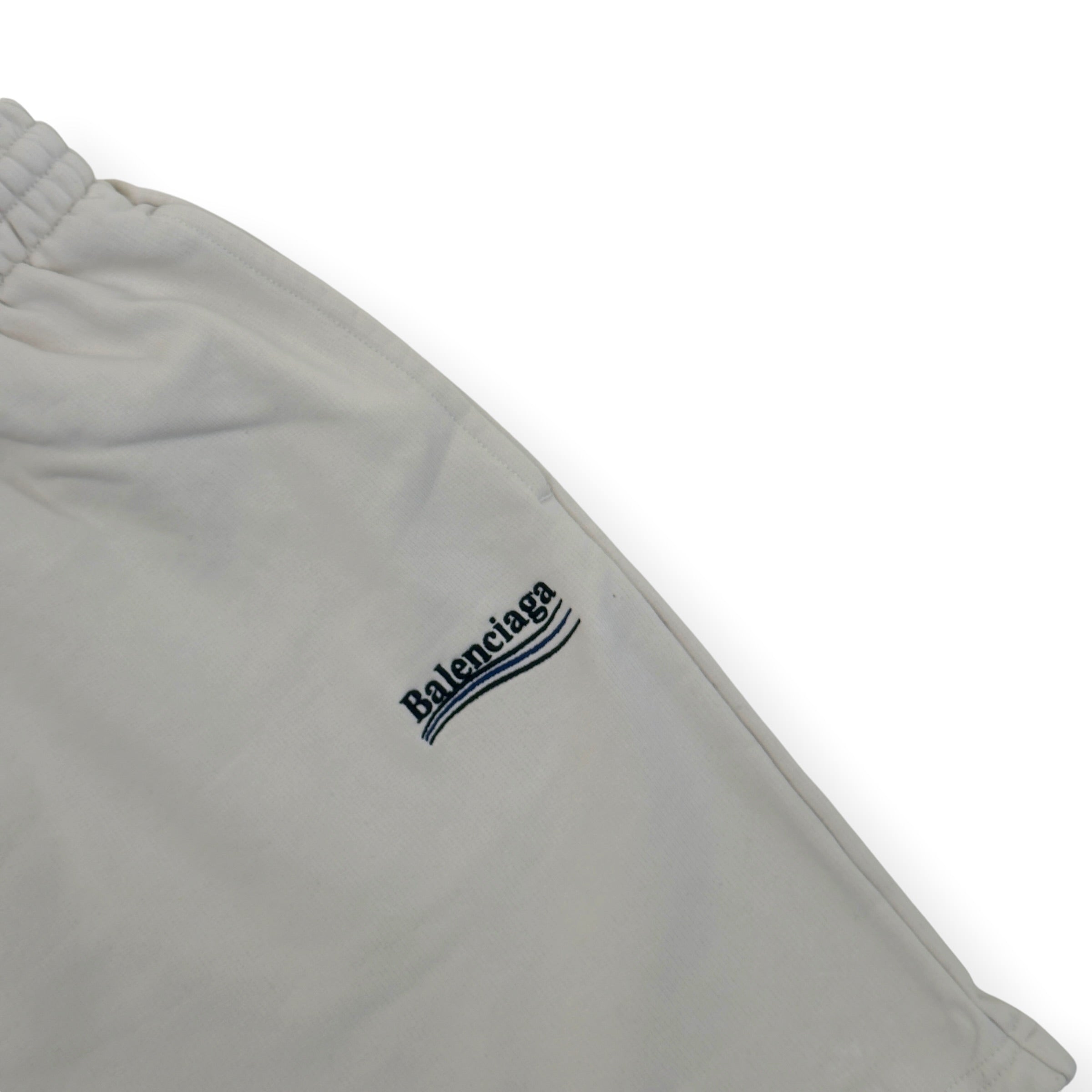 BALENCIAGA POLITICAL LOGO SHORTS ECRU M