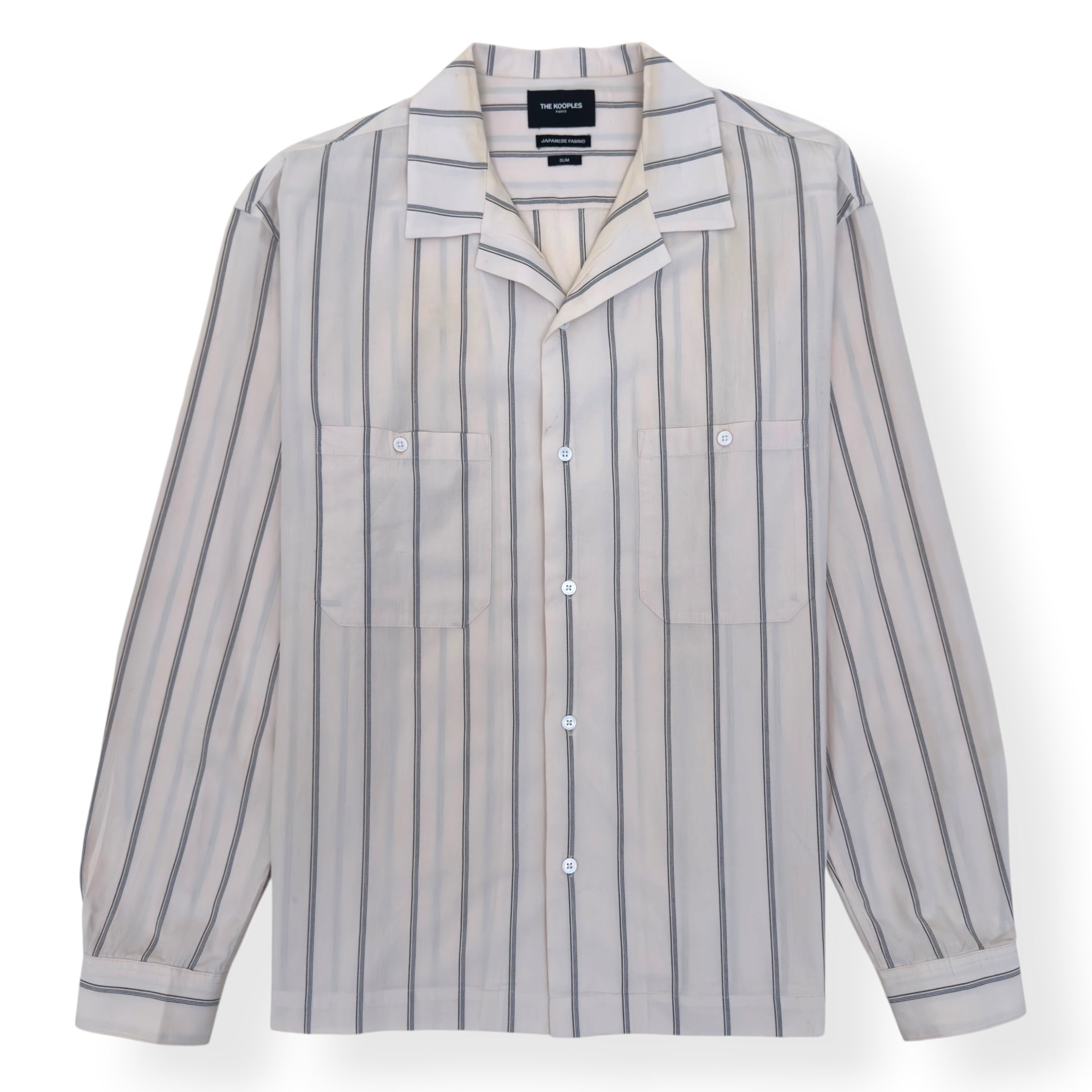 THE KOOPLES JAPANESE FABRIC STRIPED SHIRT CREAM L