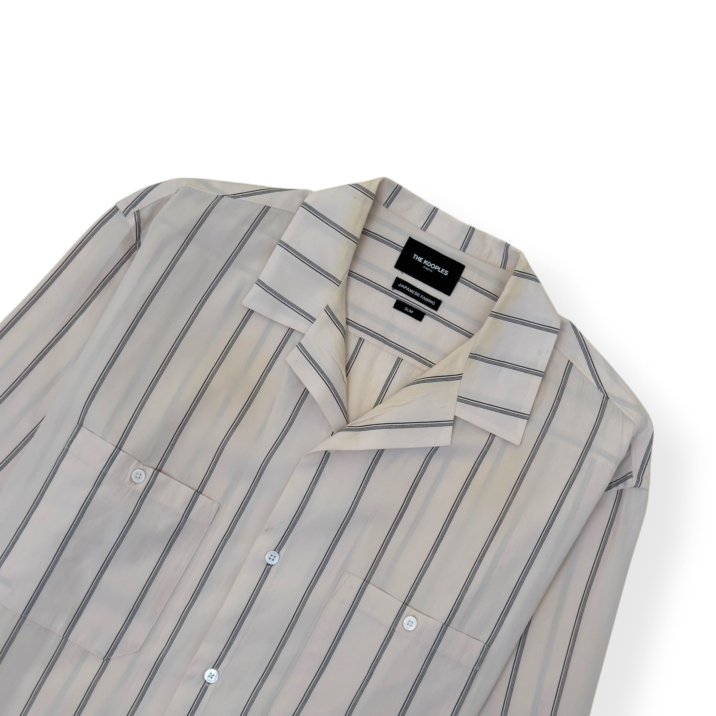 THE KOOPLES JAPANESE FABRIC STRIPED SHIRT CREAM L