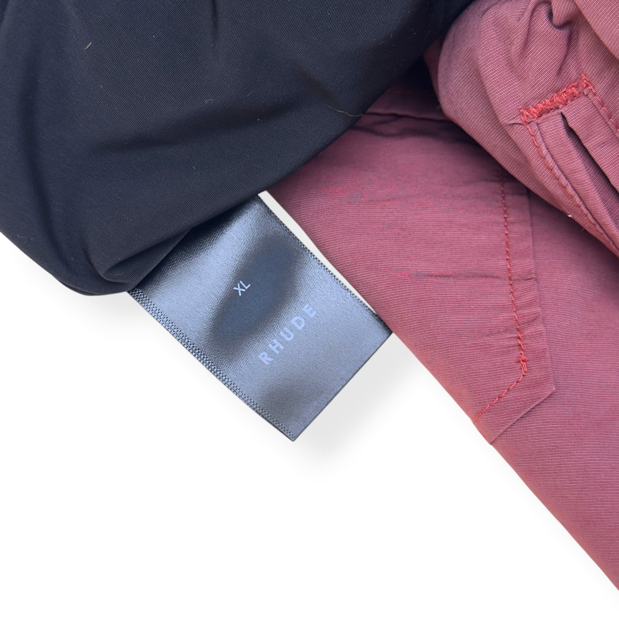 RHUDE PANEL LOGO SHORTS MAROON XL