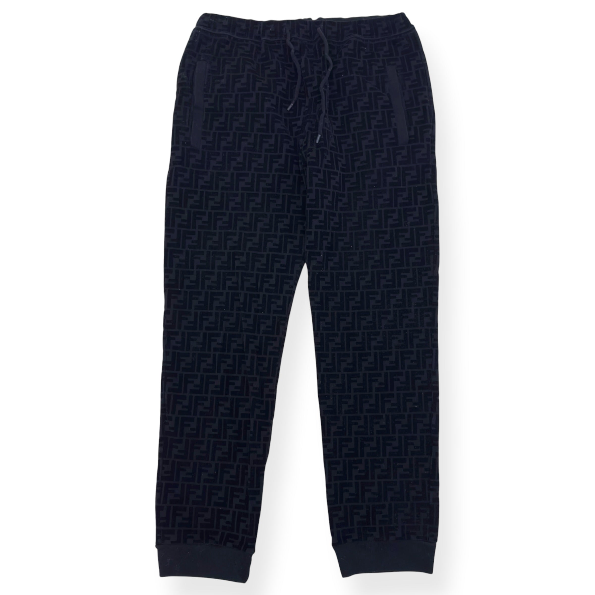 FENDI FF MONOGRAM TRACK PANTS BLACK 52 / L