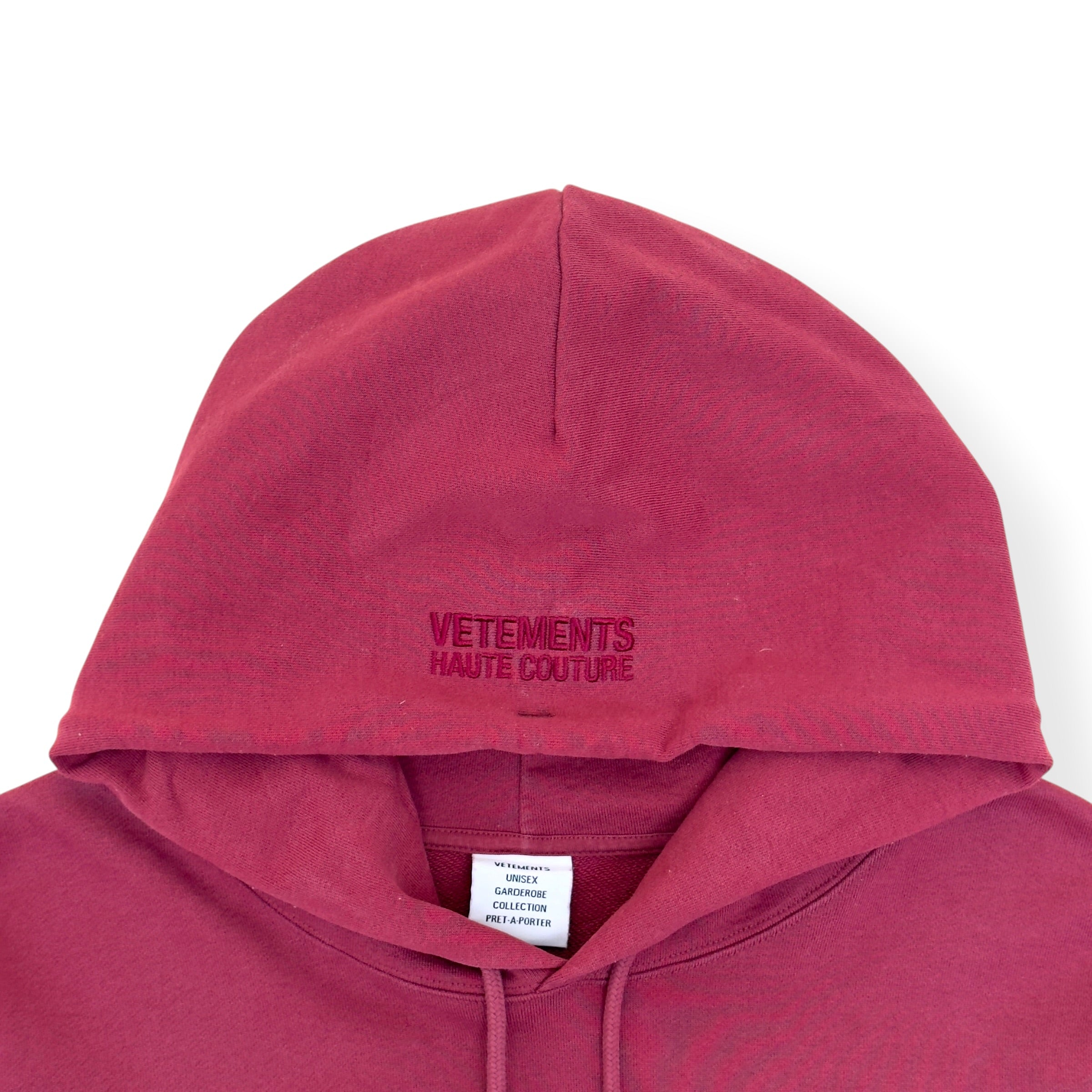 VETEMENTS OVERSIZED LOGO PRINT HOODIE BURGUNDY M