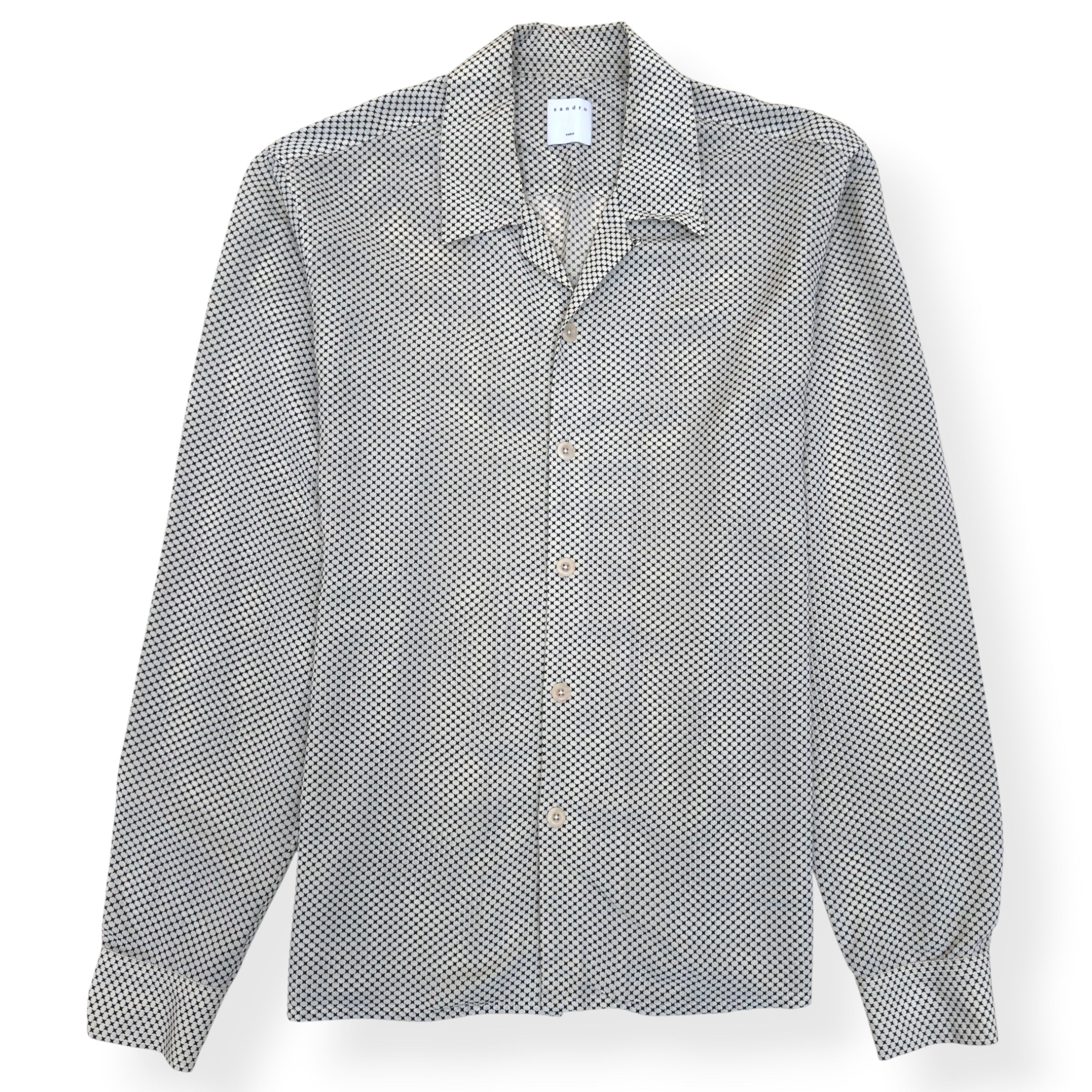 SANDRO LONG-SLEEVE SHIRT BEIGE / BLACK L