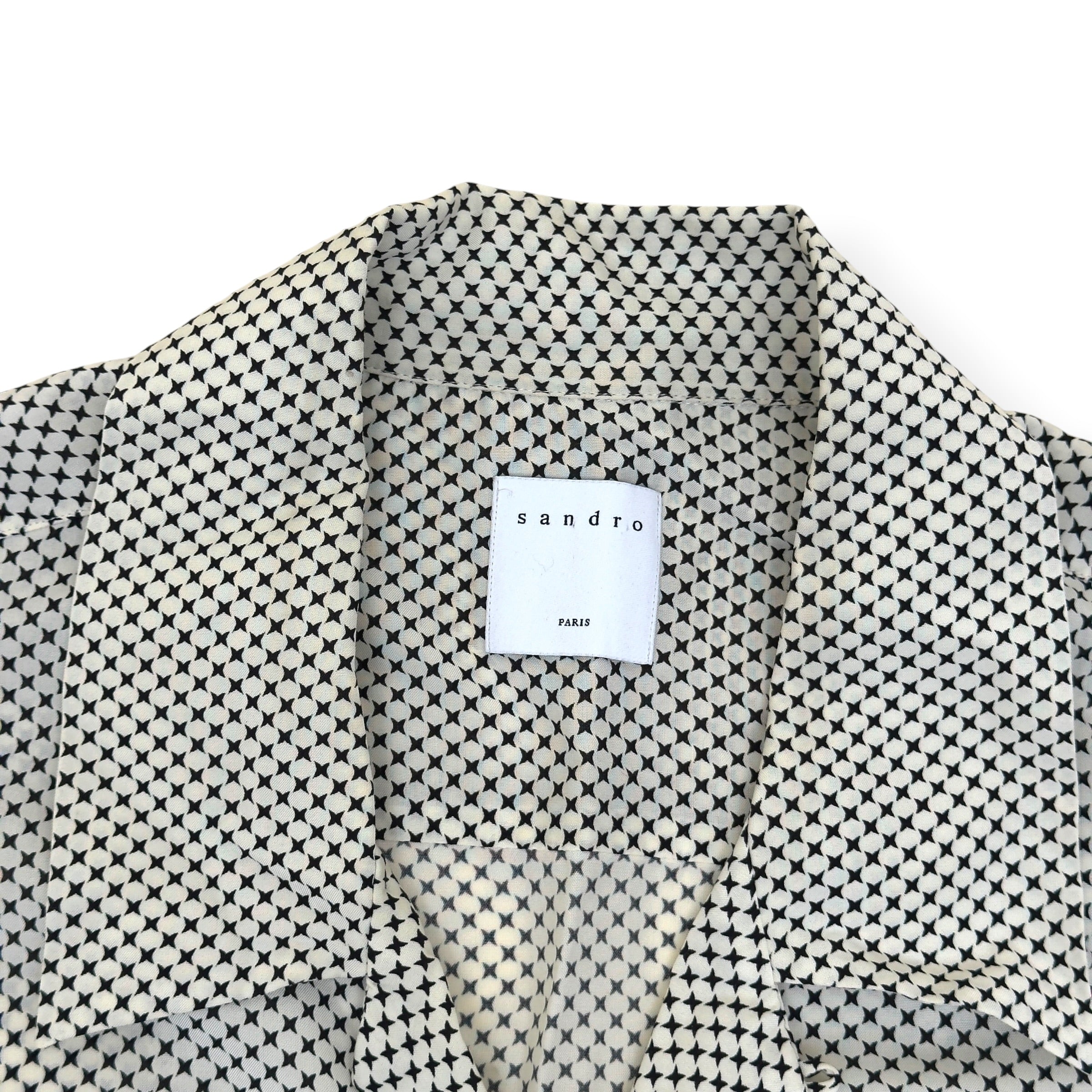 SANDRO LONG-SLEEVE SHIRT BEIGE / BLACK L