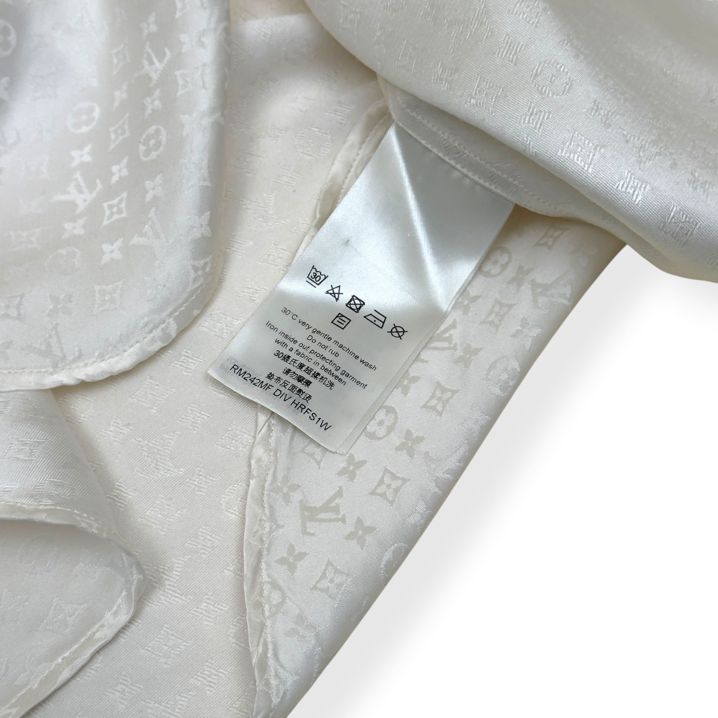 LOUIS VUITTON MINI MONOGRAM SILK EVENING SHIRT BLANC XL