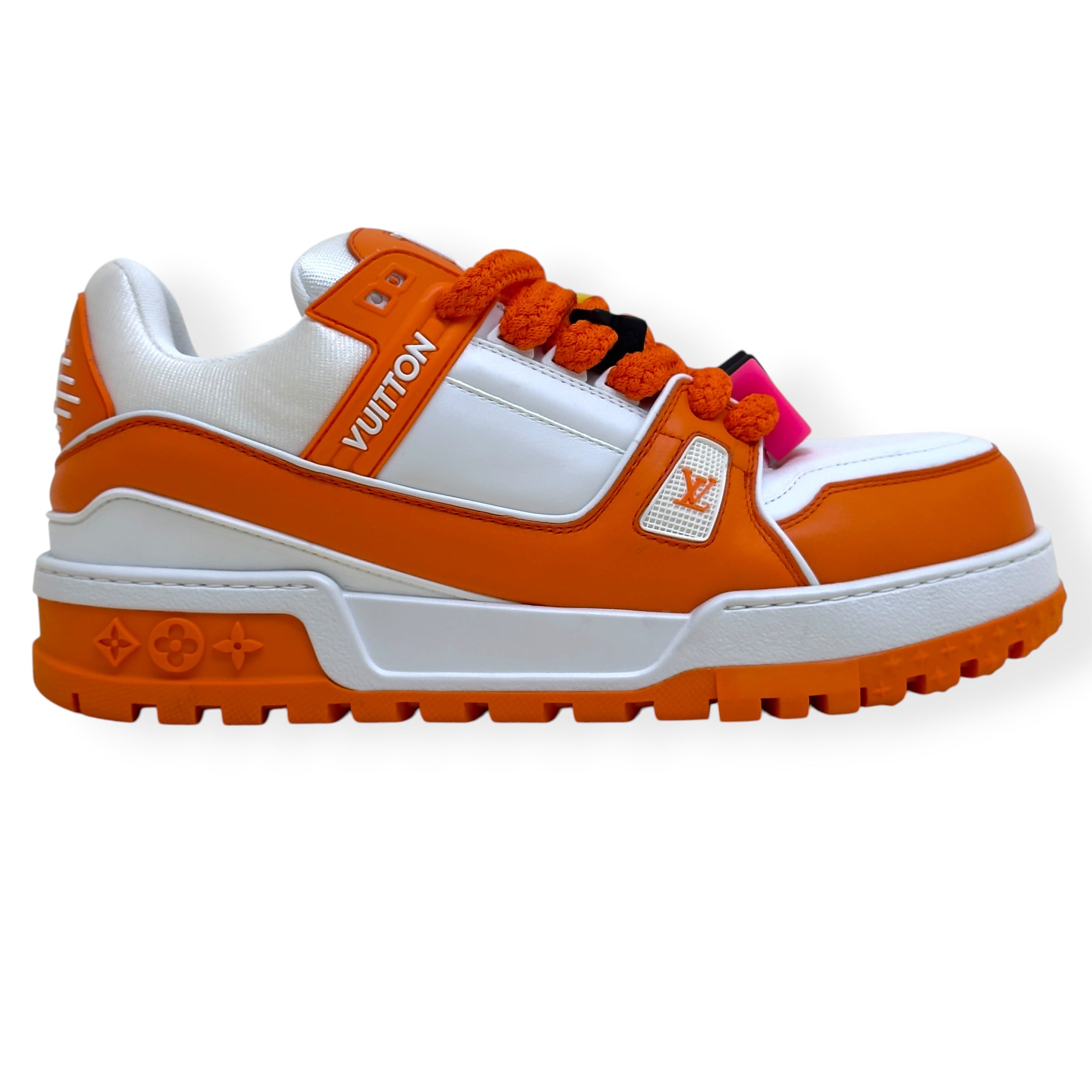 LOUIS VUITTON MAXI LV TRAINER SNEAKER ORANGE / WHITE UK9