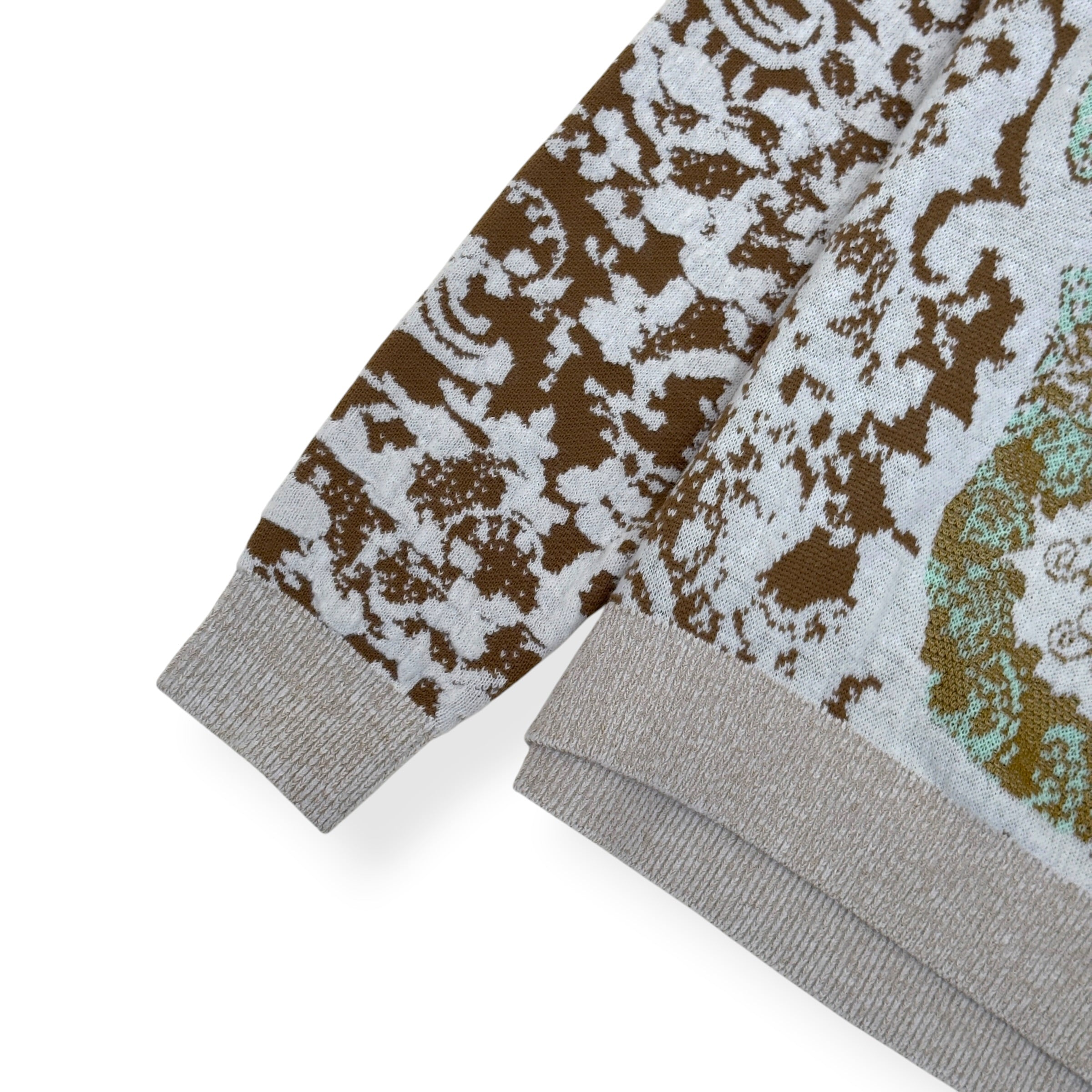 ACNE STUDIOS JACQUARD KNIT SWEATER JADE GREEN / OFF-WHITE L