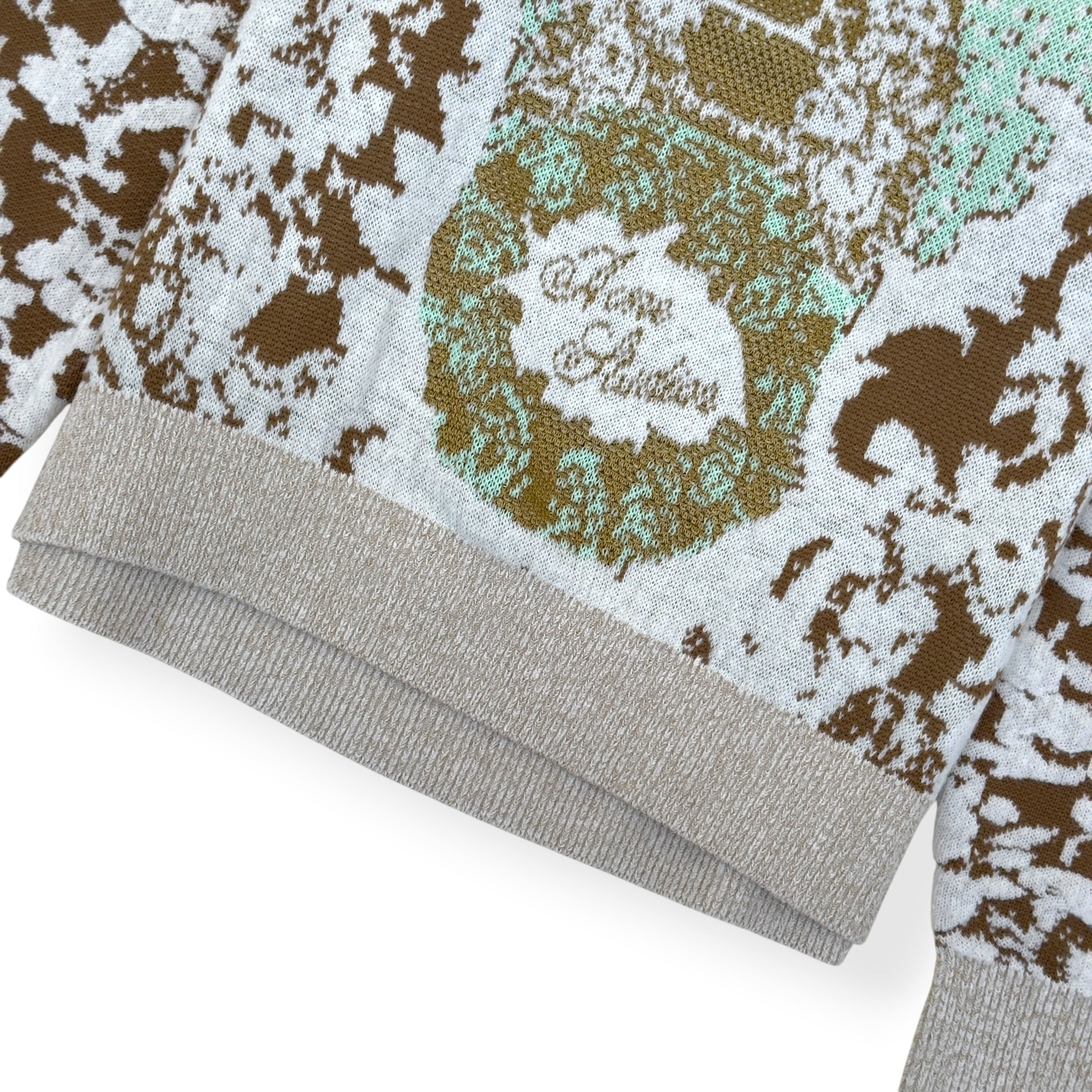 ACNE STUDIOS JACQUARD KNIT SWEATER JADE GREEN / OFF-WHITE L