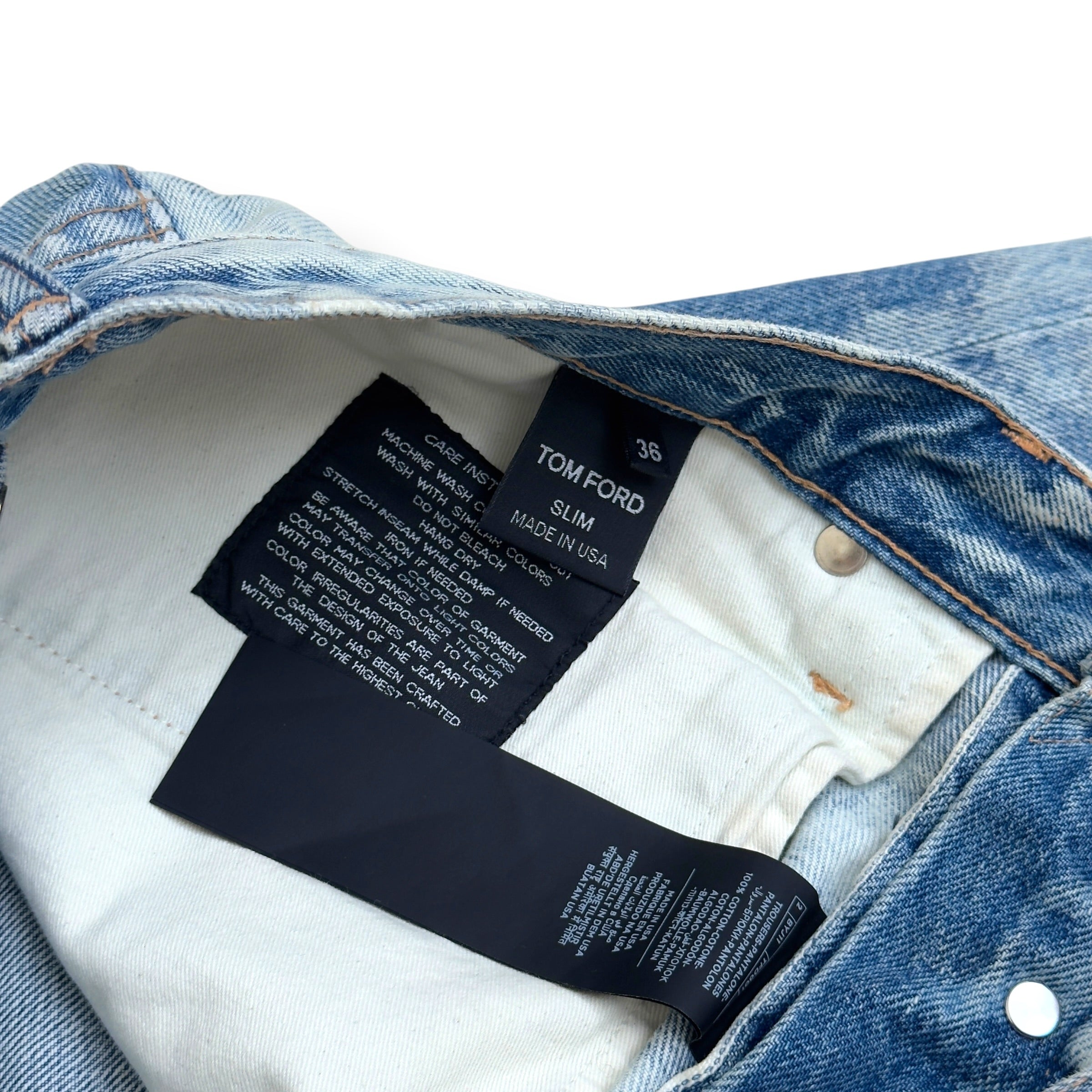 TOM FORD SLIM FIT BLEACHED JEANS LIGHT BLUE 36 / XL