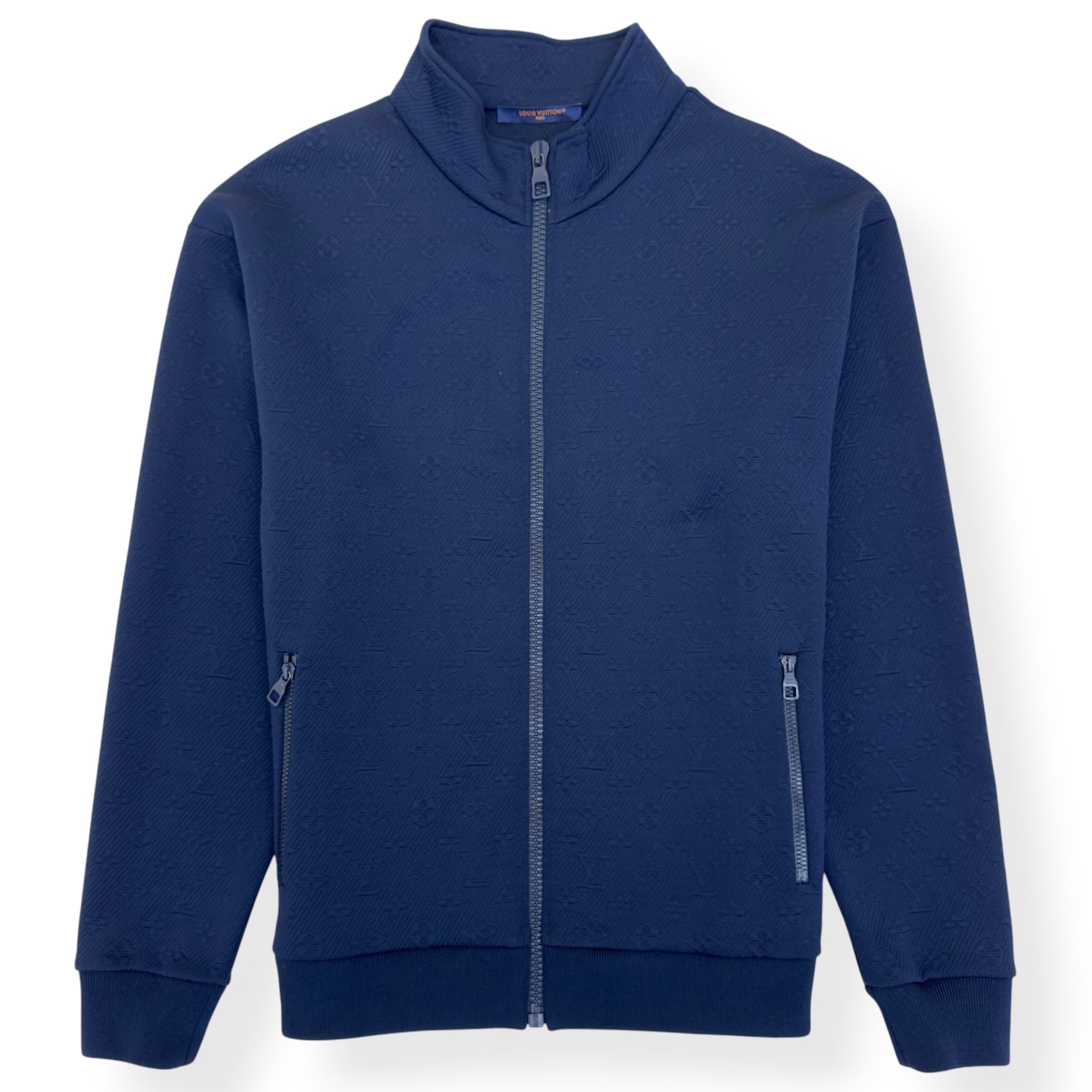 LOUIS VUITTON MONOGRAM JACQUARD ZIP TRACK JACKET NAVY XXL