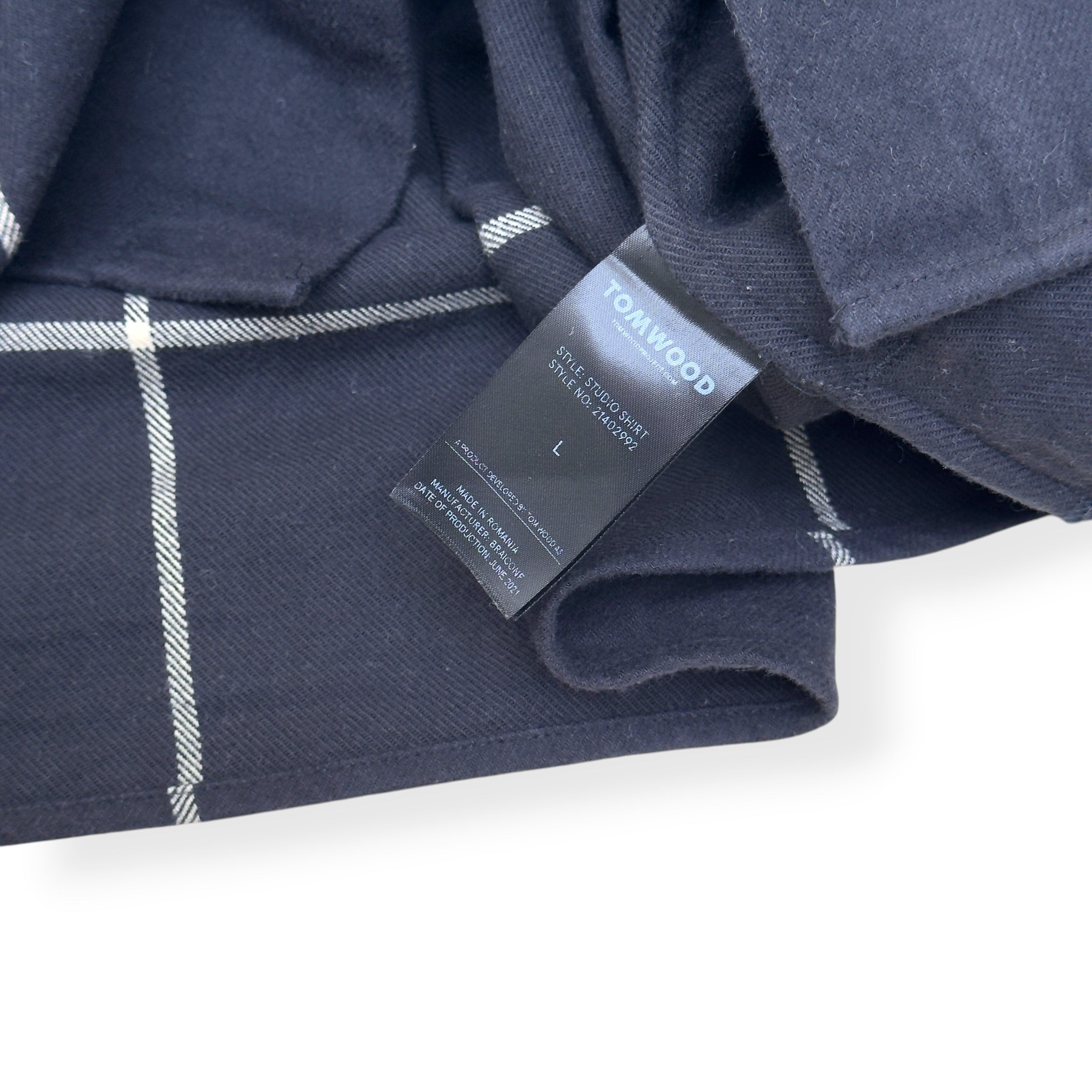 TOM WOOD STUDIO CHECK SHIRT BLACK L