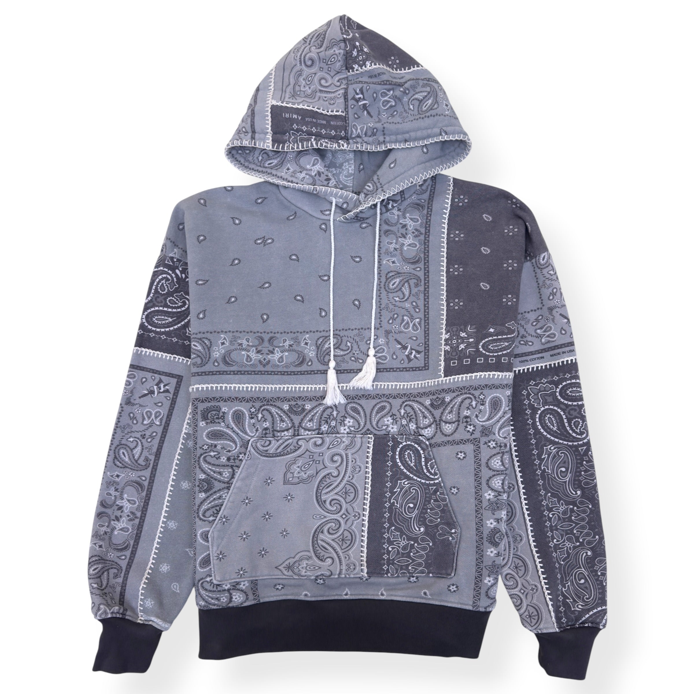 AMIRI BANDANA PATCHWORK HOODIE GREY L