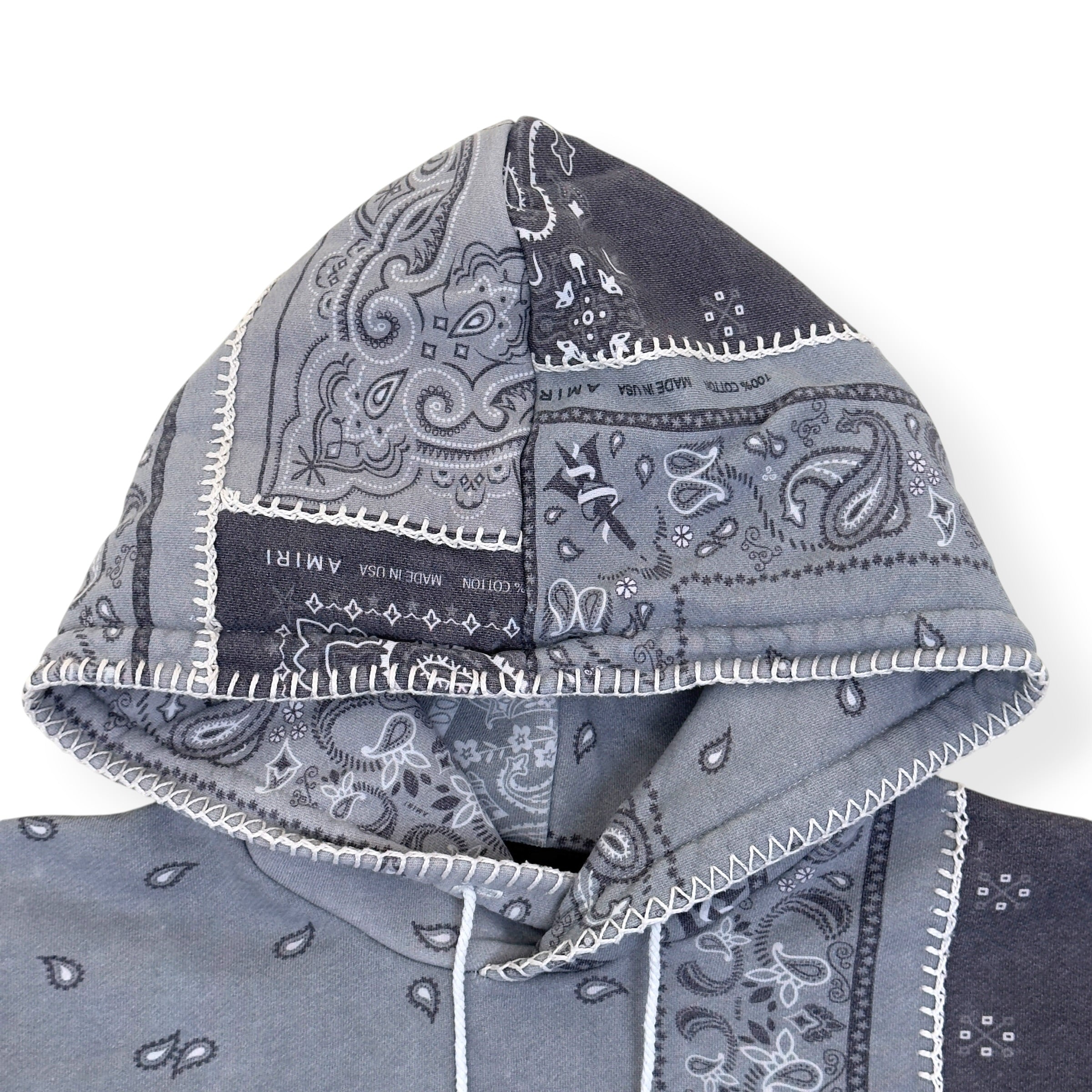AMIRI BANDANA PATCHWORK HOODIE GREY L