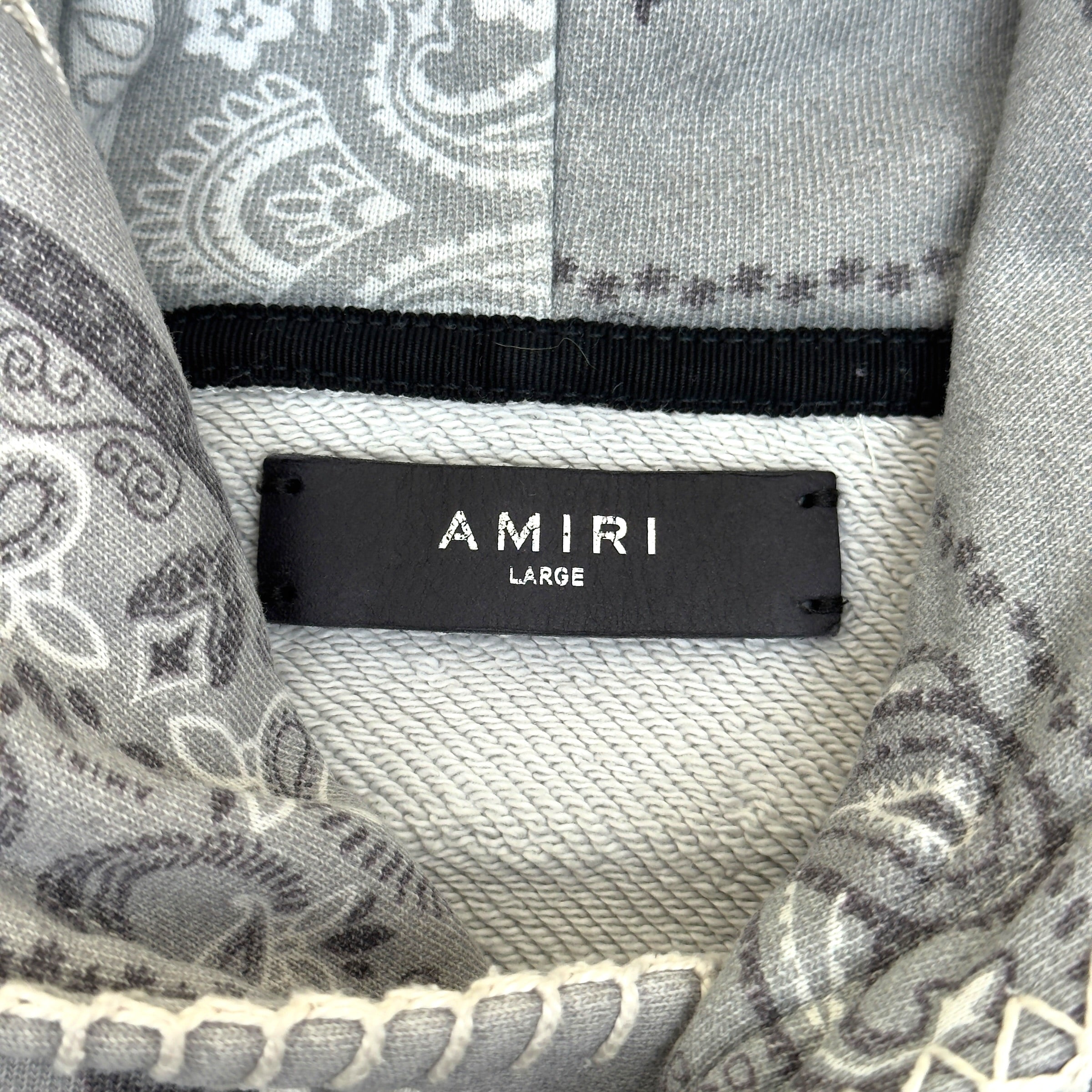 AMIRI BANDANA PATCHWORK HOODIE GREY L