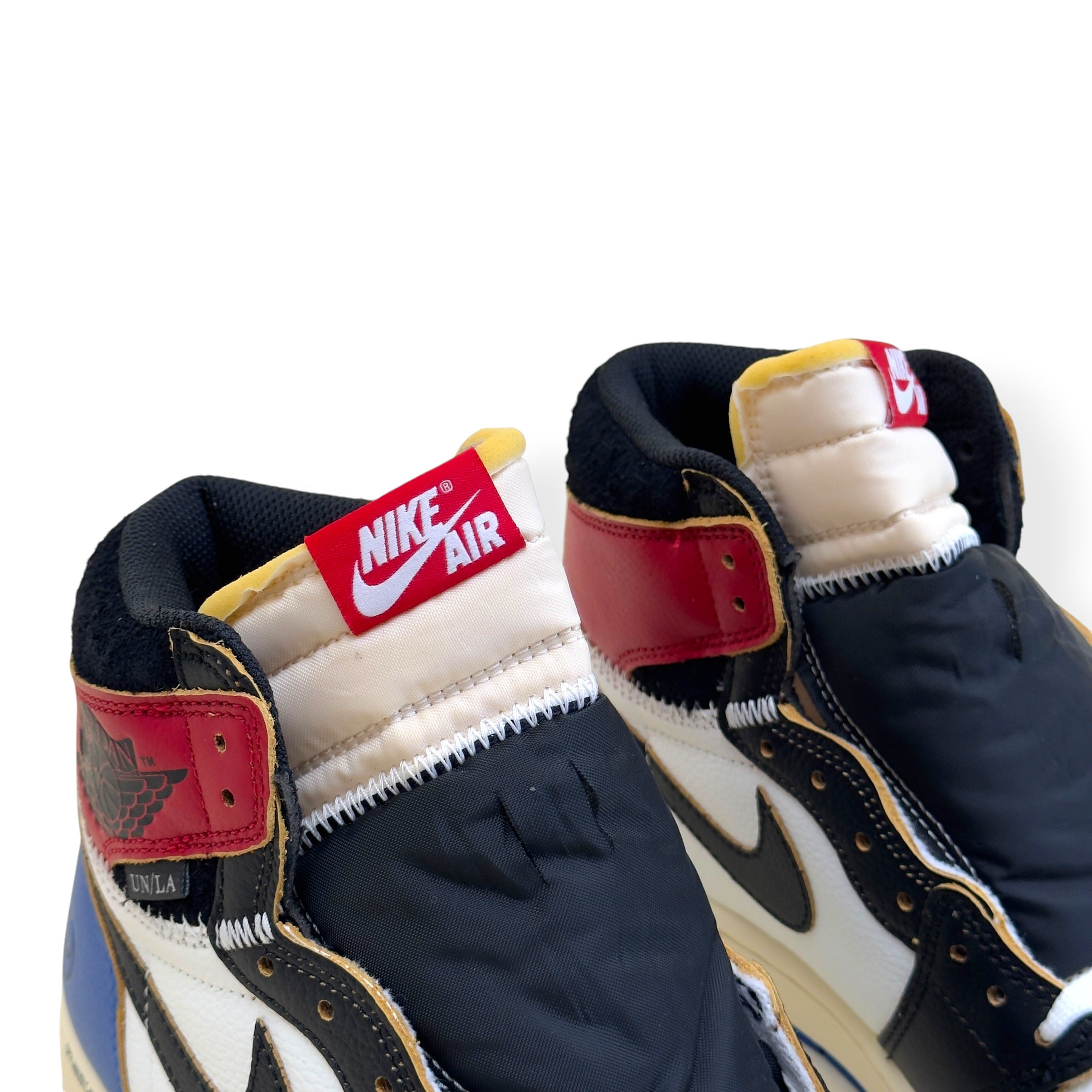 NIKE AIR JORDAN 1 X FRAGMENT X UNION LA HIGH TOP SNEAKER BLACK AND VARSITY RED UK8.5