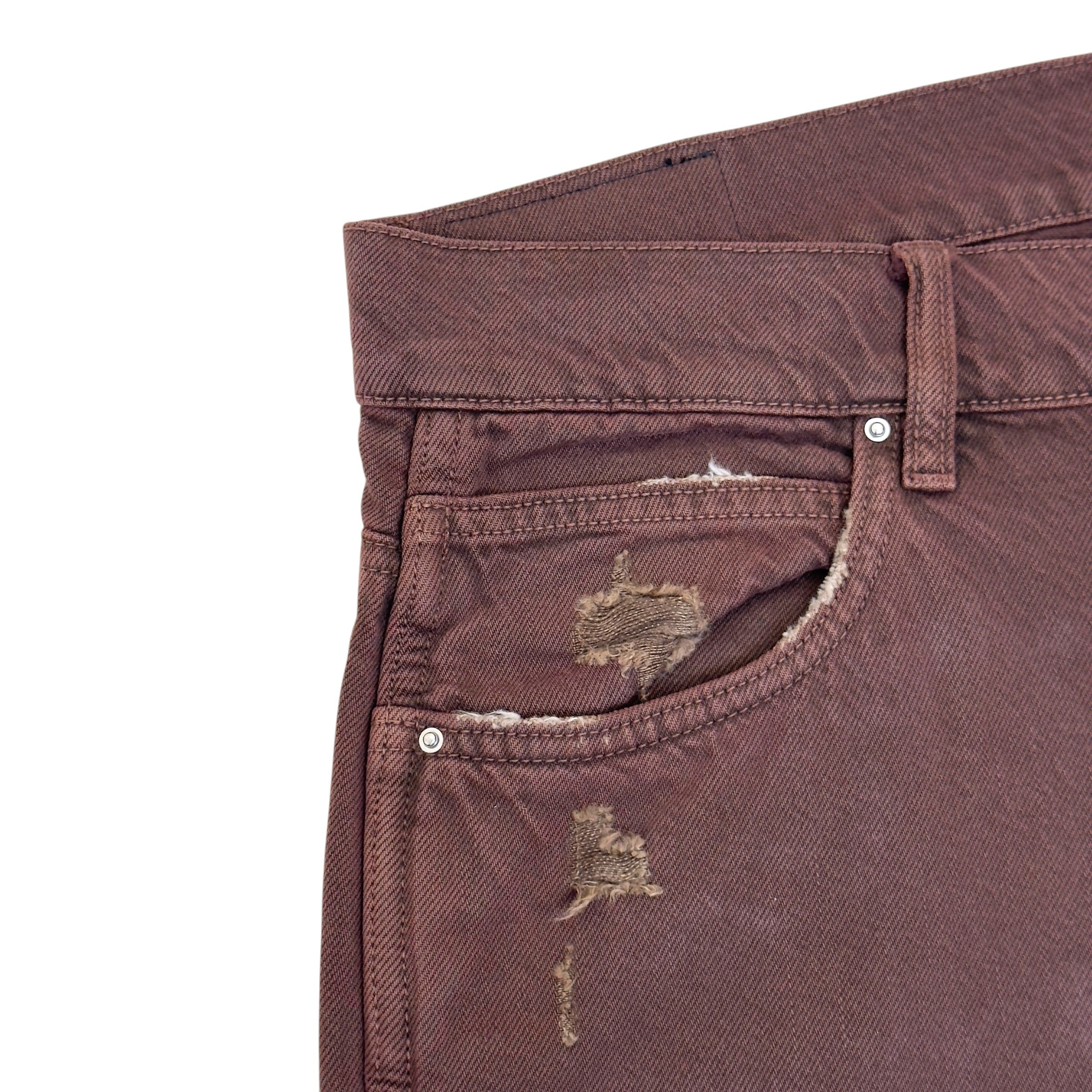 AMIRI CARPENTER DISTRESSED DENIM JEANS BROWN 34 / L