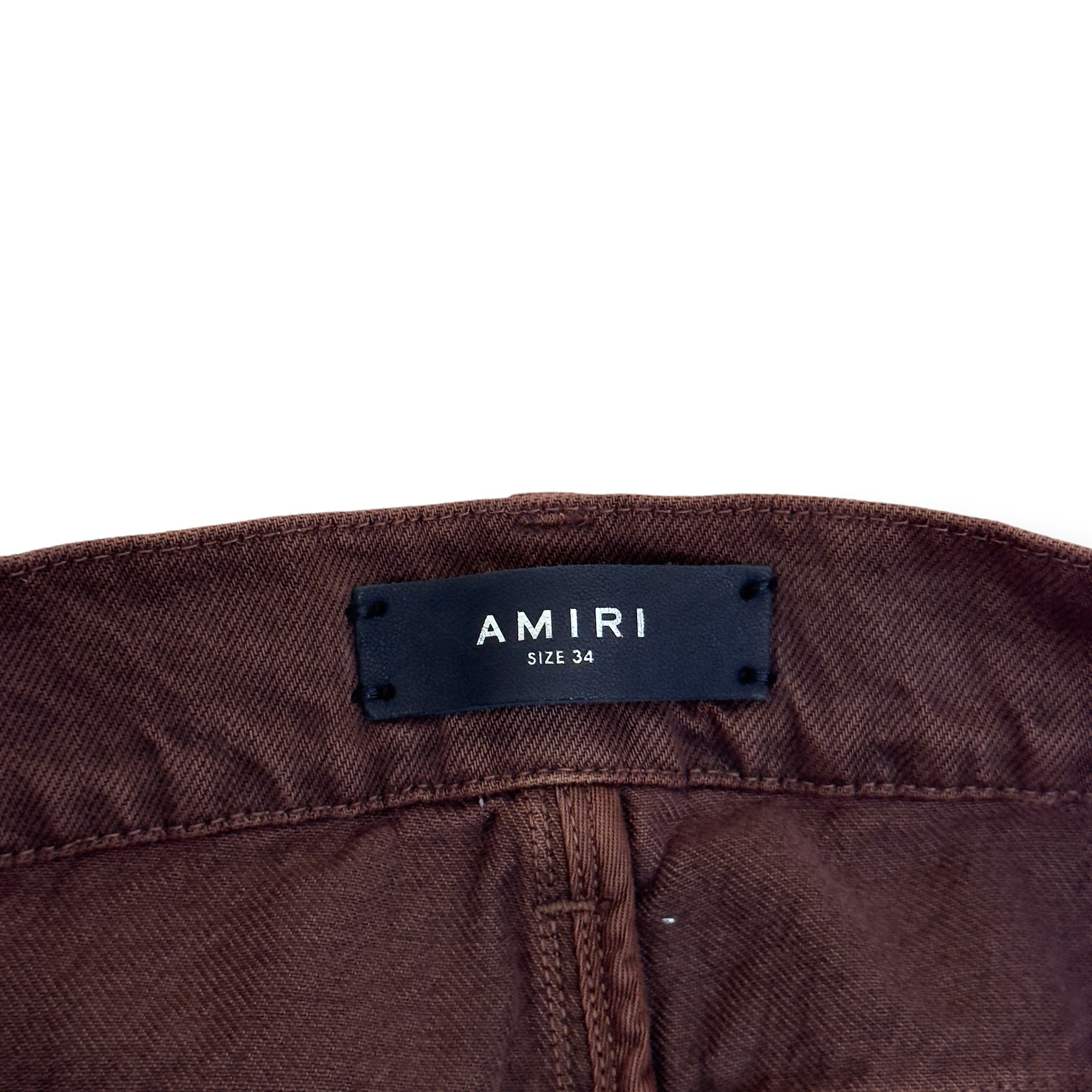 AMIRI CARPENTER DISTRESSED DENIM JEANS BROWN 34 / L