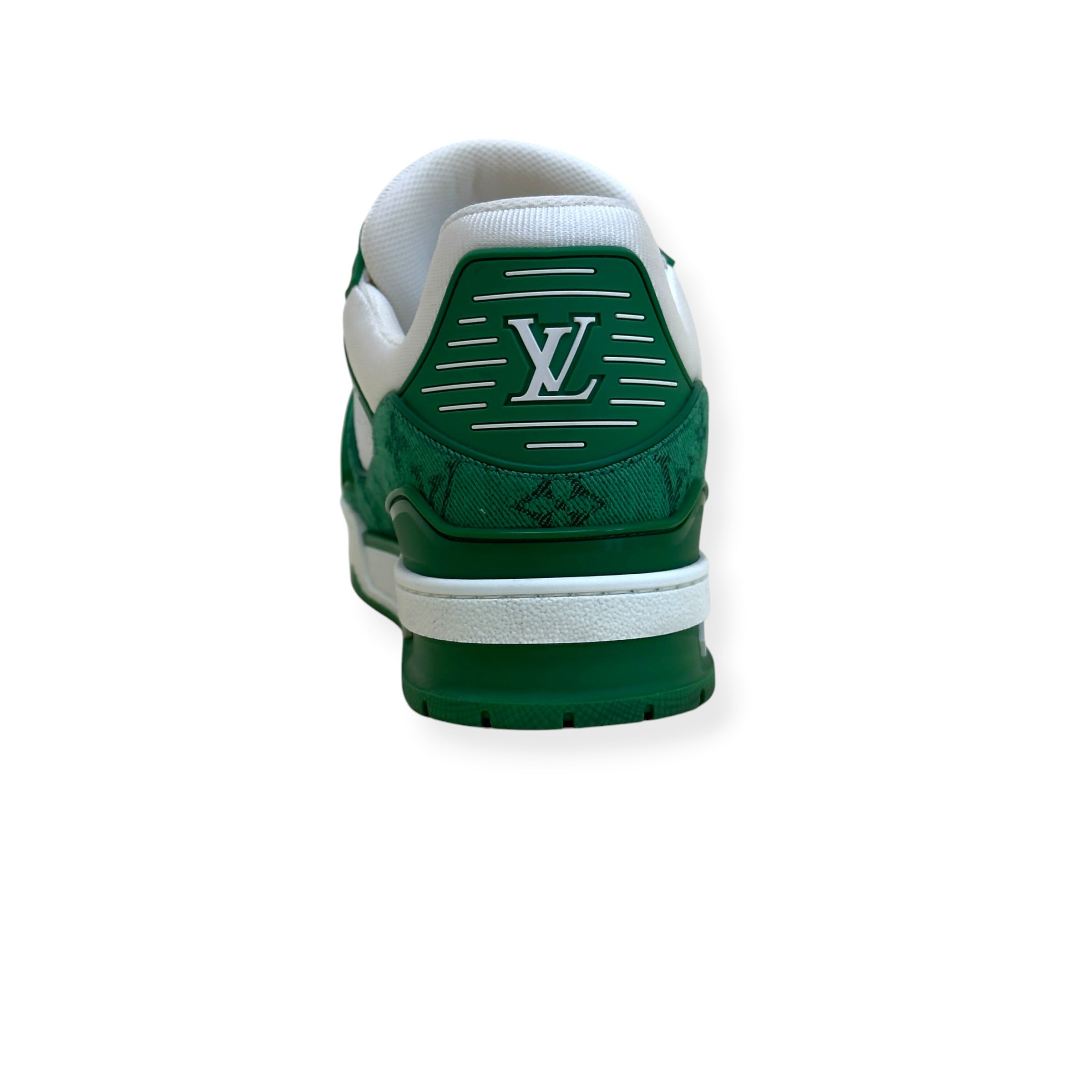 LOUIS VUITTON LV TRAINER MONOGRAM DENIM SNEAKER GREEN / WHITE UK8.5