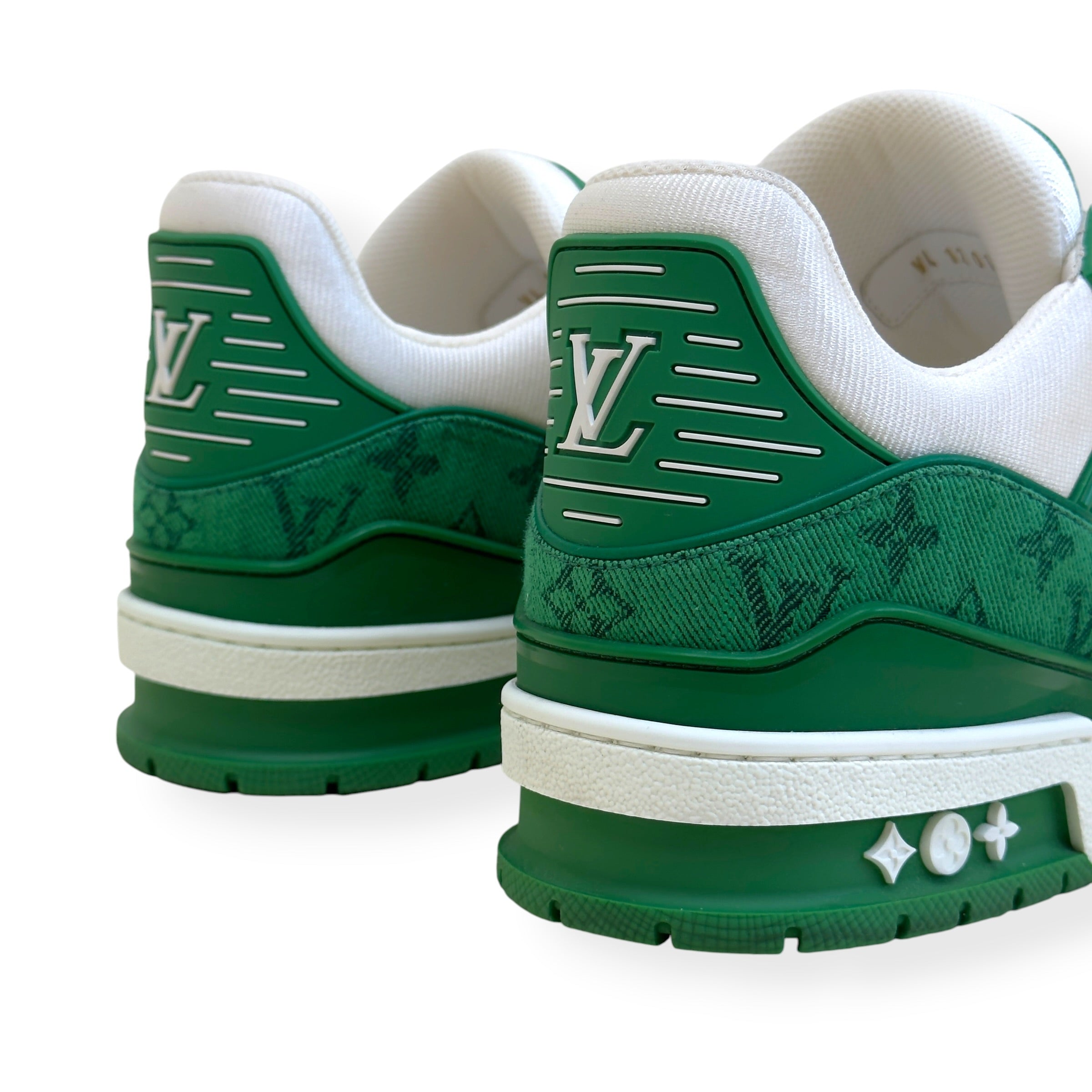 LOUIS VUITTON LV TRAINER MONOGRAM DENIM SNEAKER GREEN / WHITE UK8.5