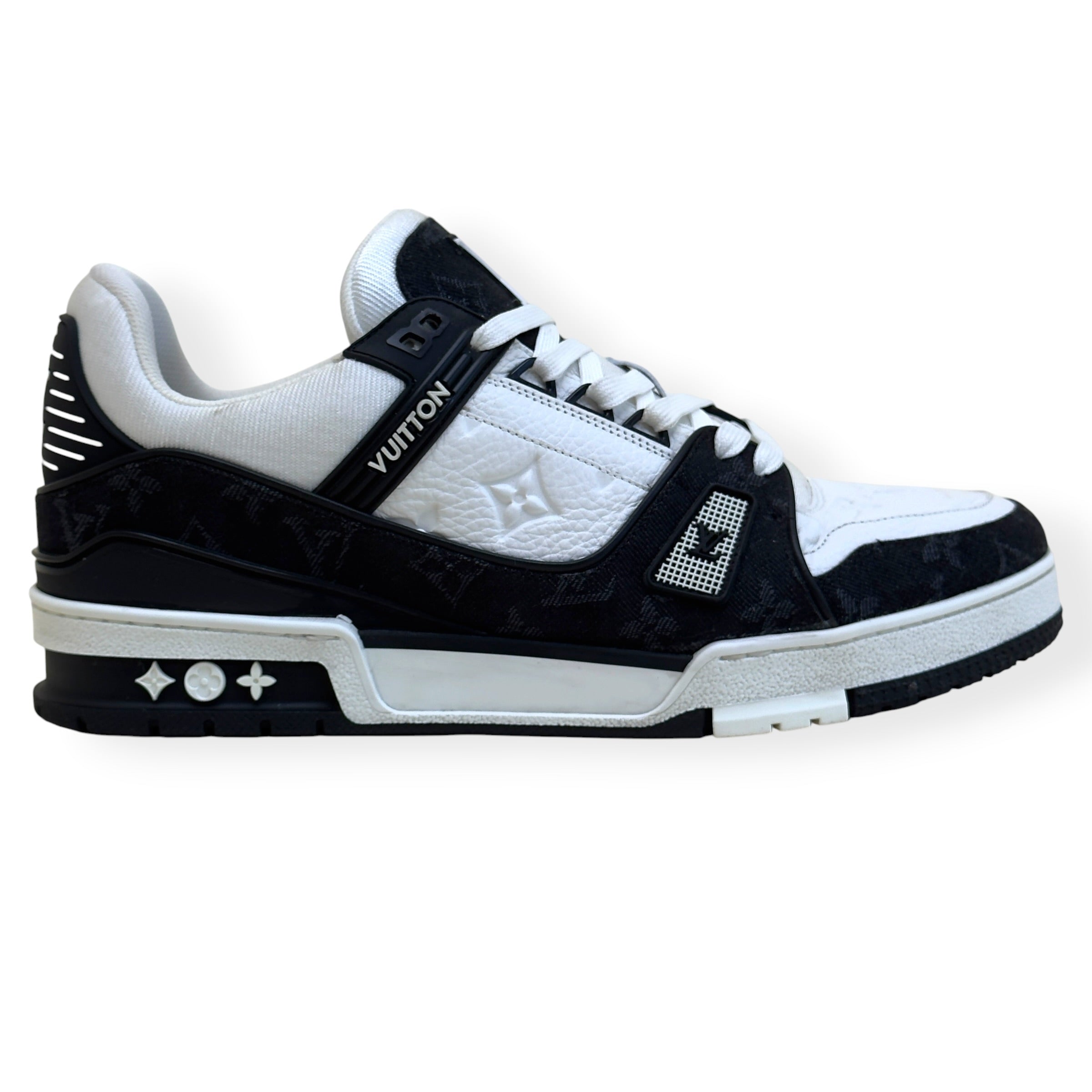 LOUIS VUITTON LV TRAINER MONOGRAM DENIM SNEAKER BLACK / WHITE UK8.5