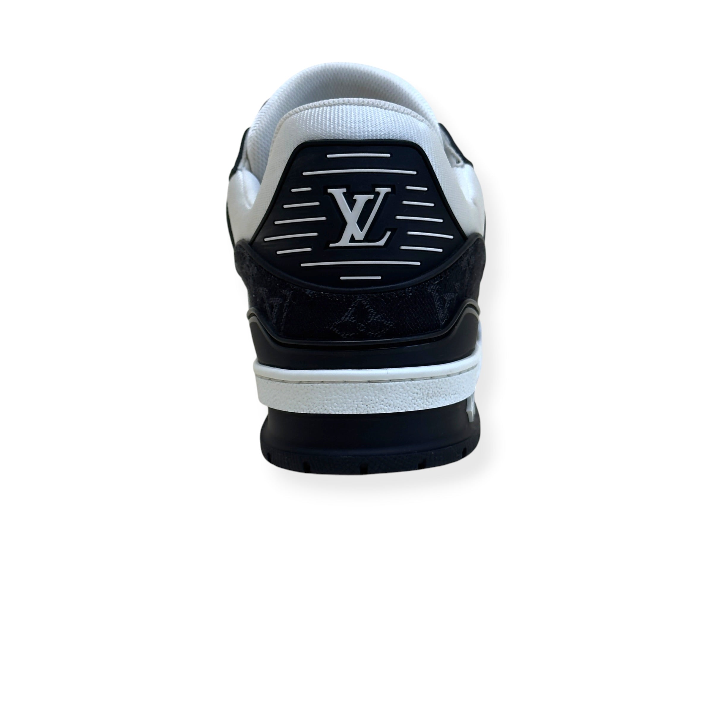 LOUIS VUITTON LV TRAINER MONOGRAM DENIM SNEAKER BLACK / WHITE UK8.5