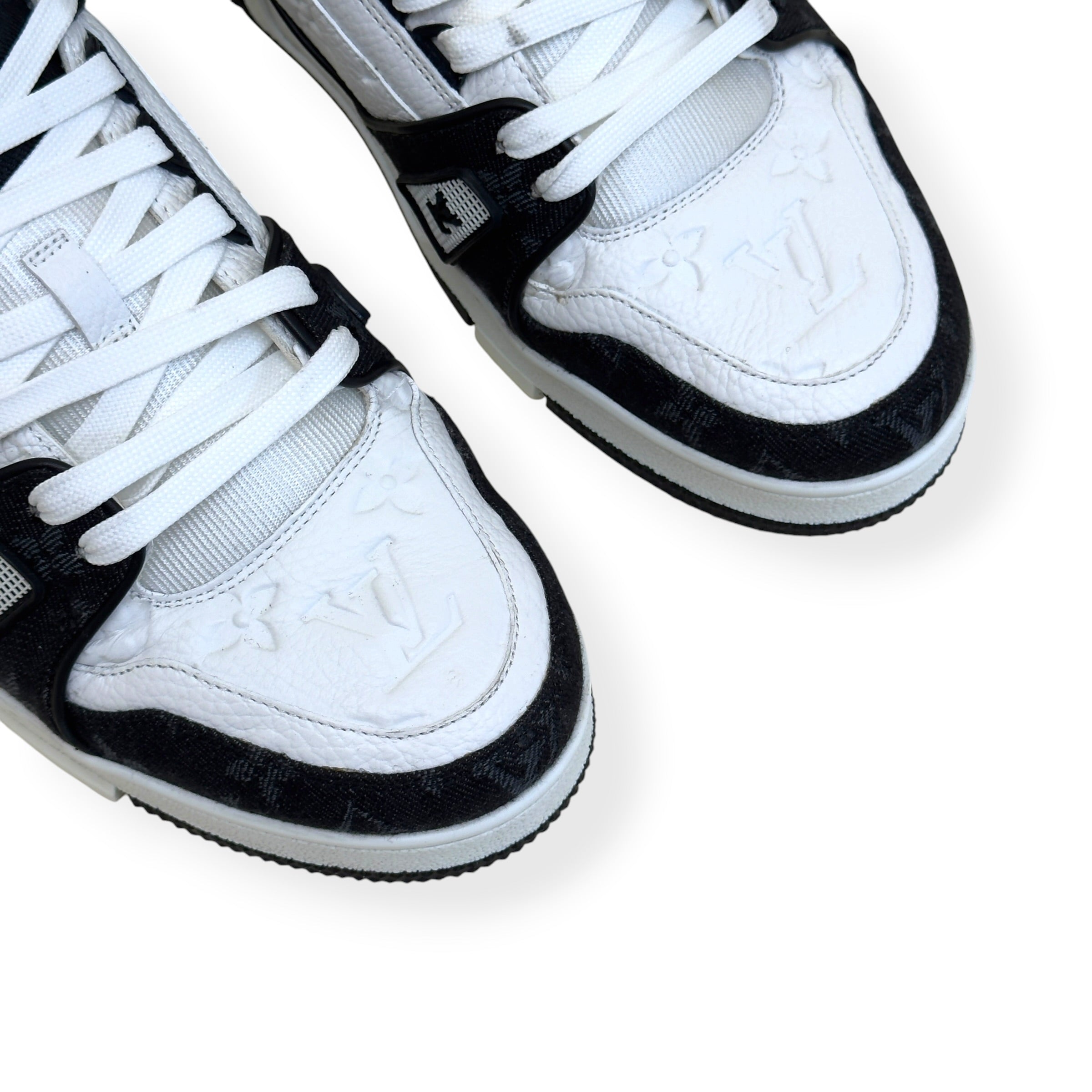 LOUIS VUITTON LV TRAINER MONOGRAM DENIM SNEAKER BLACK / WHITE UK8.5