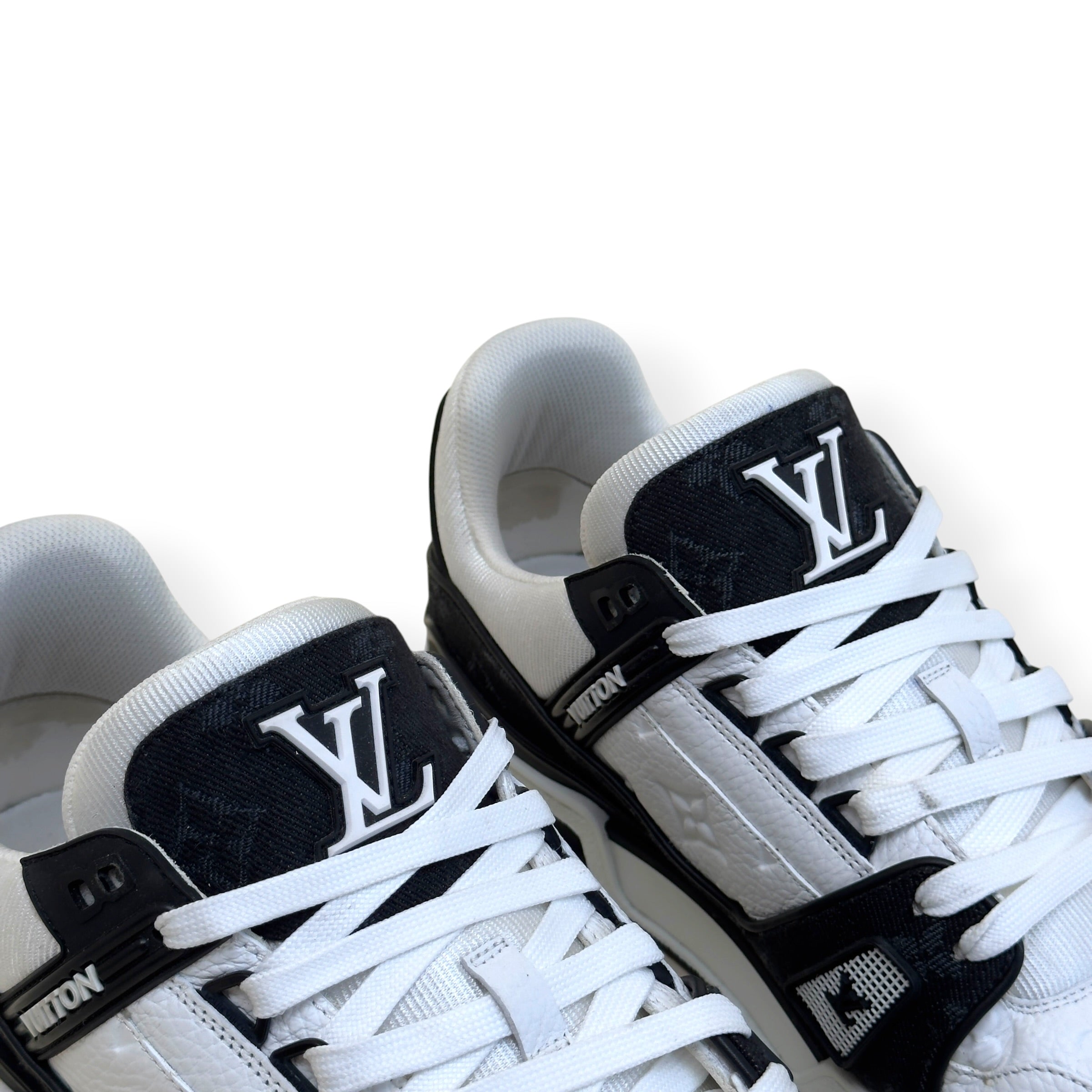 LOUIS VUITTON LV TRAINER MONOGRAM DENIM SNEAKER BLACK / WHITE UK8.5