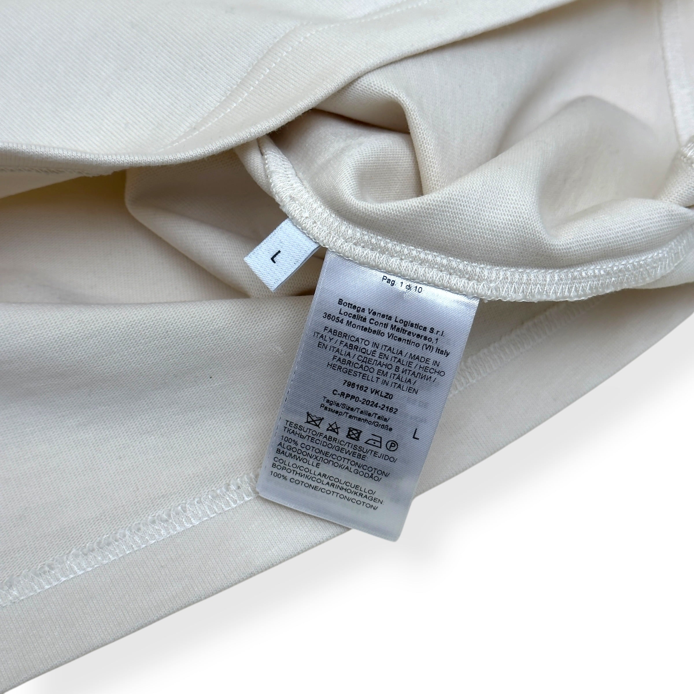 BOTTEGA VENETA JAPANESE JERSEY POCKET T-SHIRT CHALK L