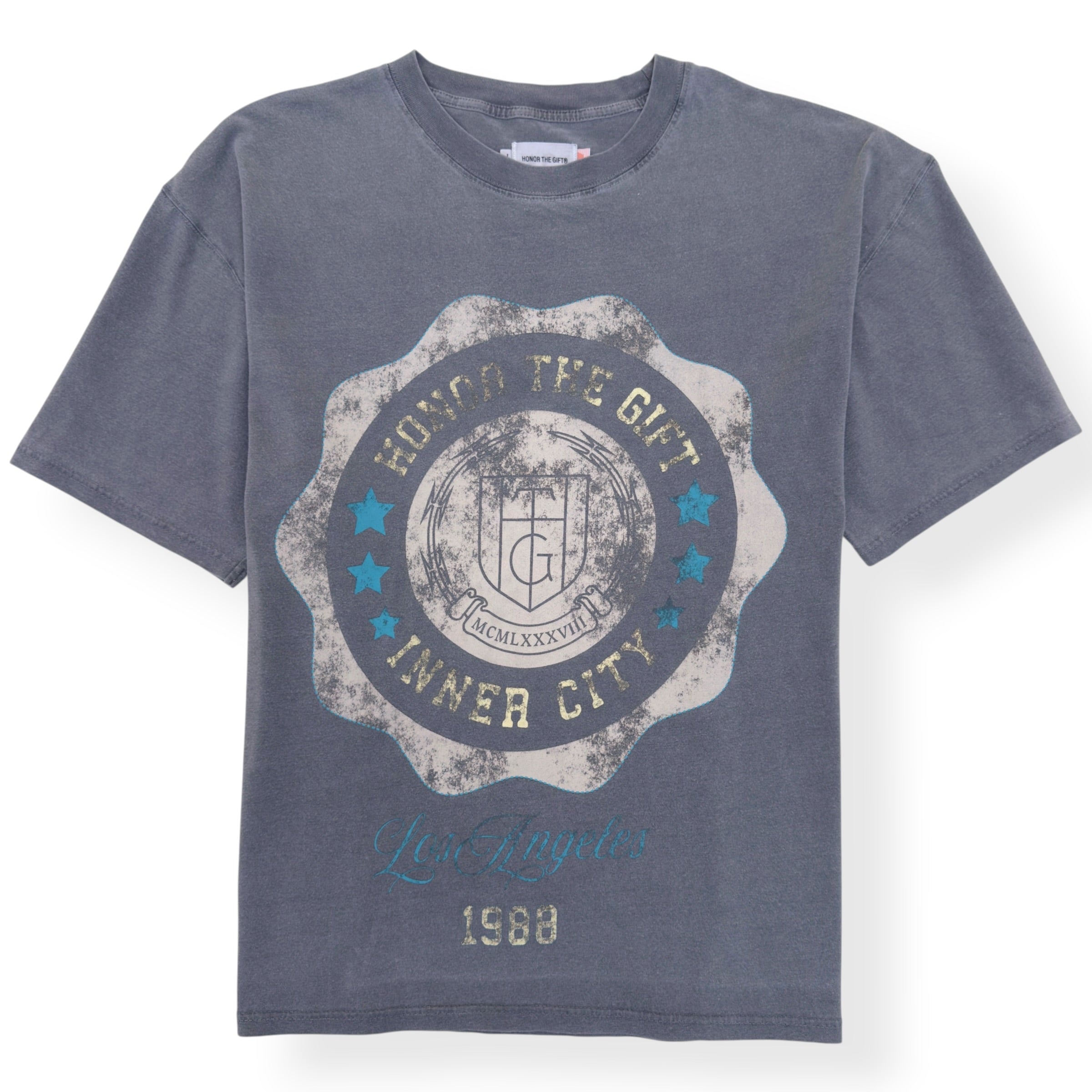 HONOR THE GIFT INNER CITY CREST T-SHIRT SLATE L