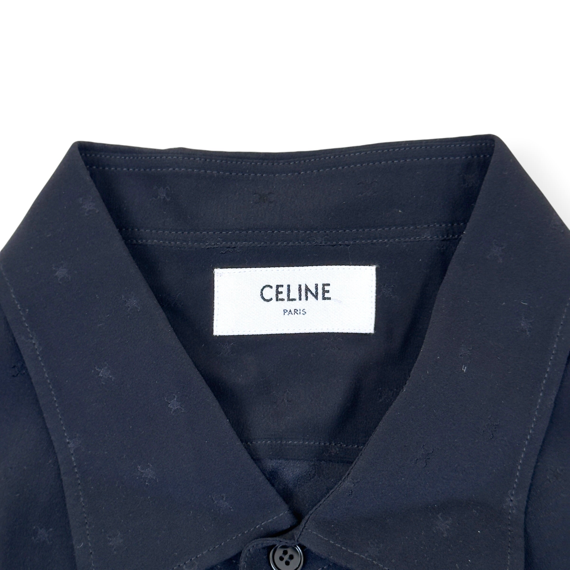 CELINE LOOSE SILK JACQUARD SHIRT BLACK 42 / L