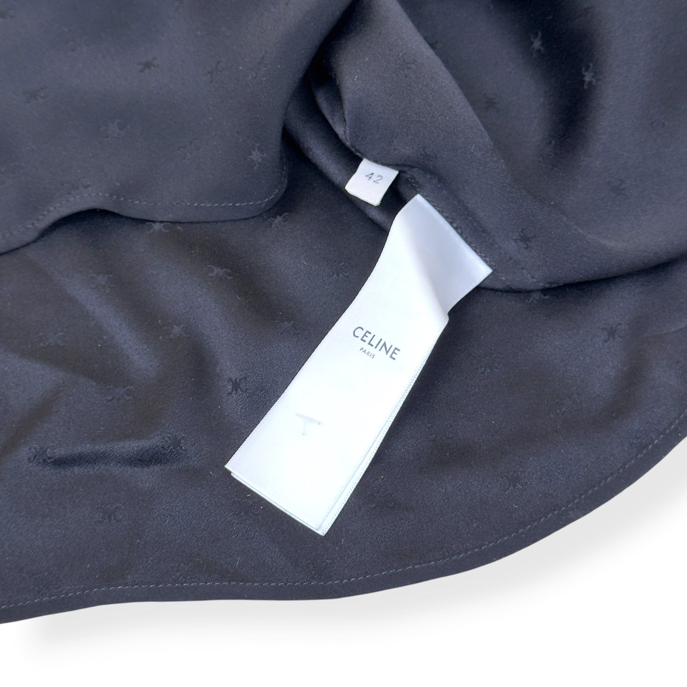 CELINE LOOSE SILK JACQUARD SHIRT BLACK 42 / L
