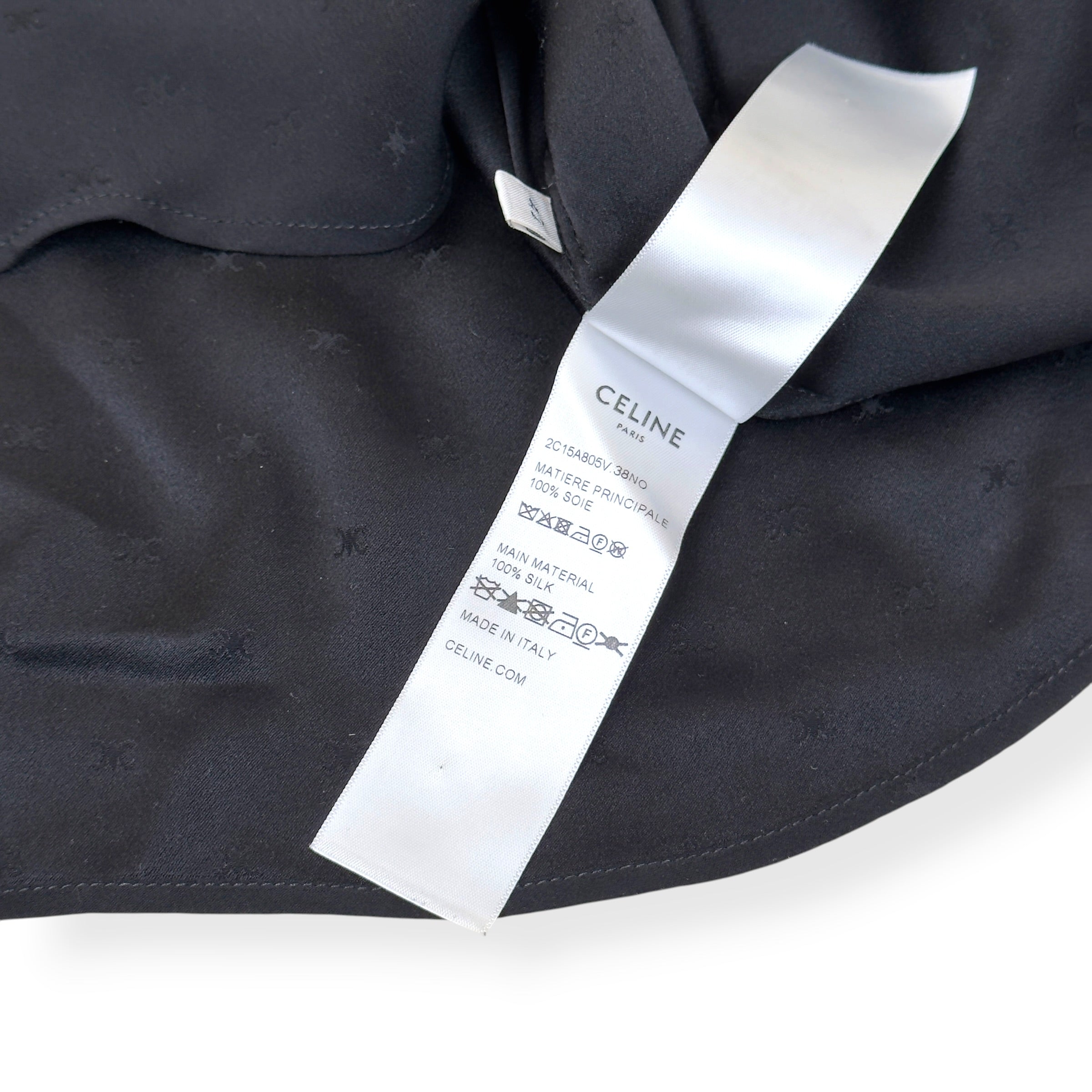 CELINE LOOSE SILK JACQUARD SHIRT BLACK 42 / L