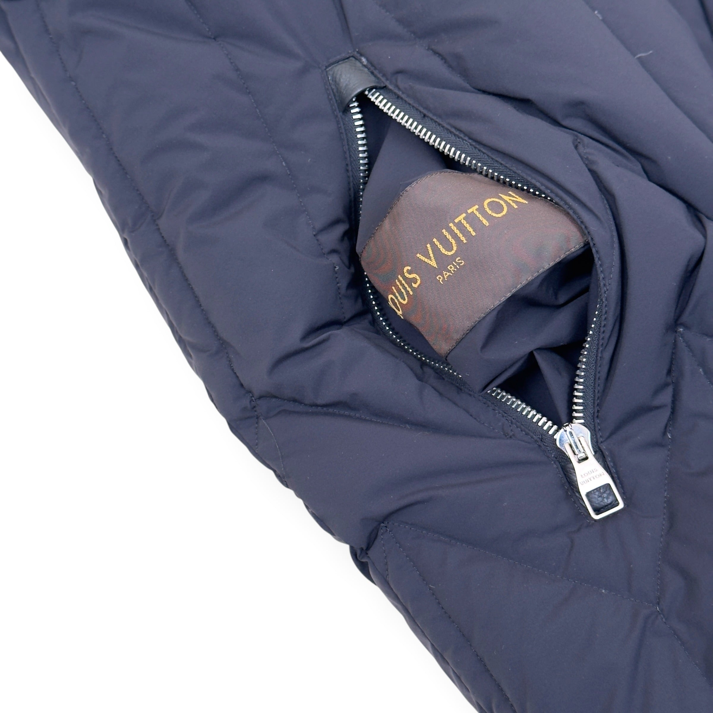 LOUIS VUITTON REVERSIBLE QUILTED DOWN BOMBER JACKET BLACK / NAVY 54 / XL