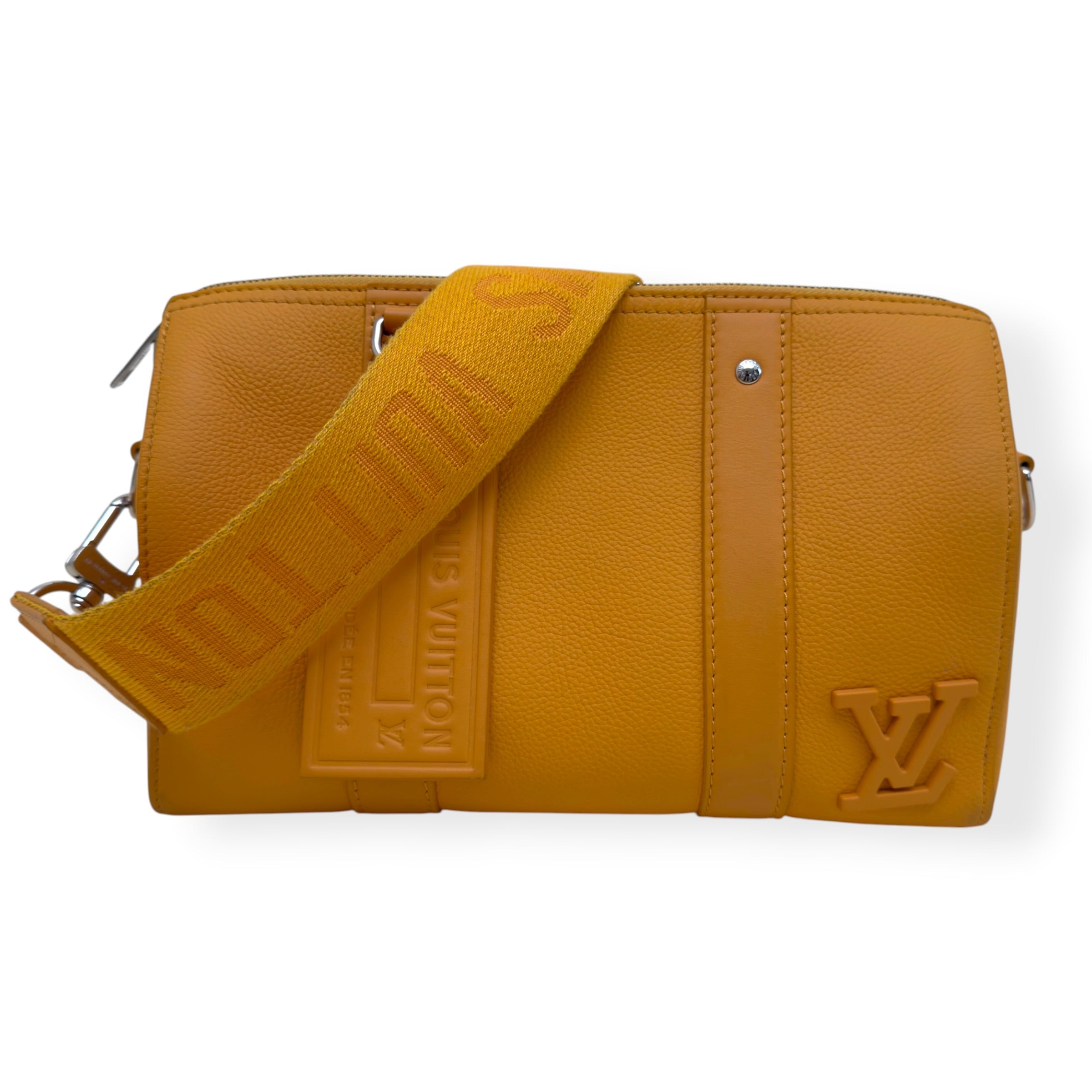 LOUIS VUITTON CITY KEEPALL AEROGRAM CROSSBODY BAG MUSTARD