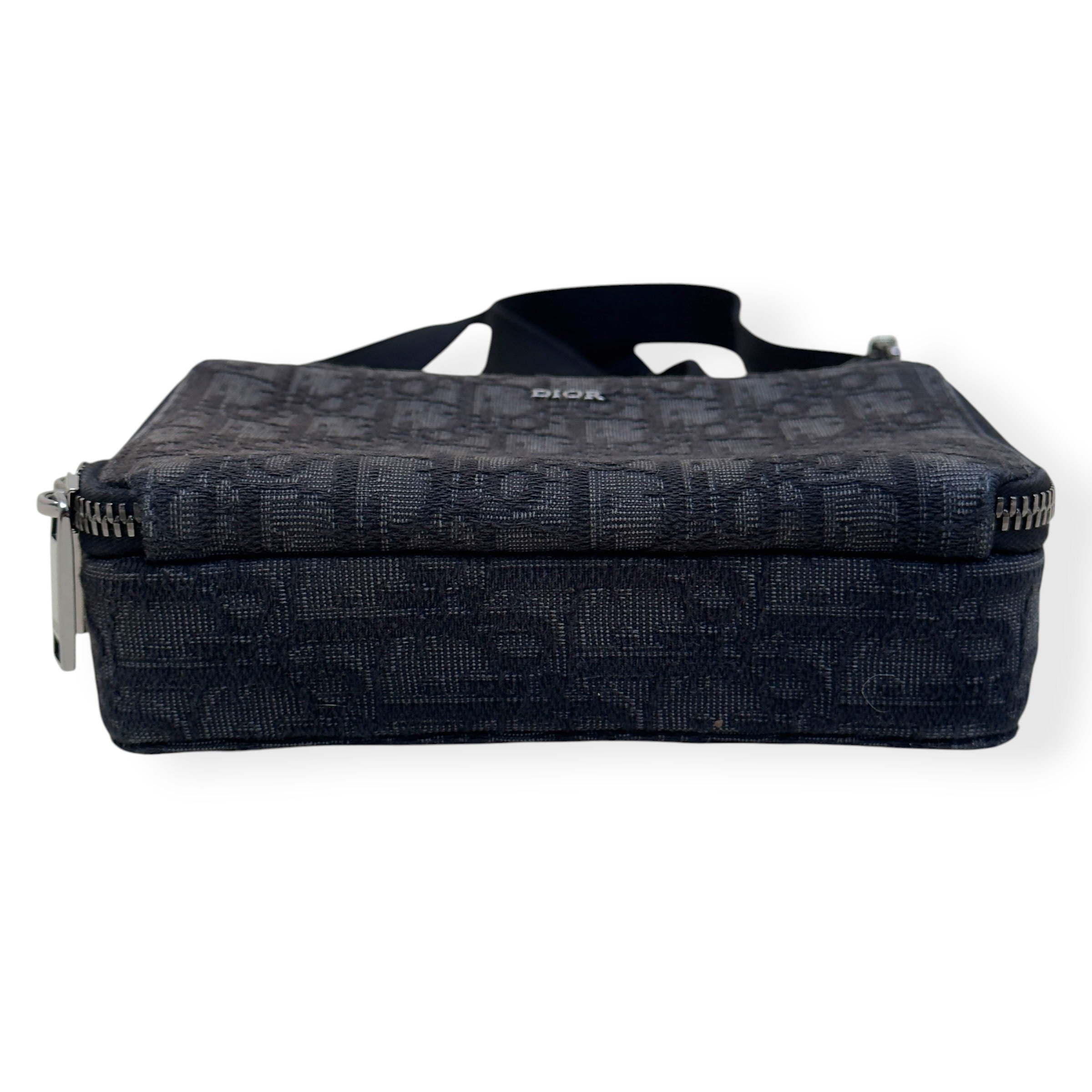 DIOR OBLIQUE JACQUARD ZIPPED POUCH WITH STRAP BLACK S
