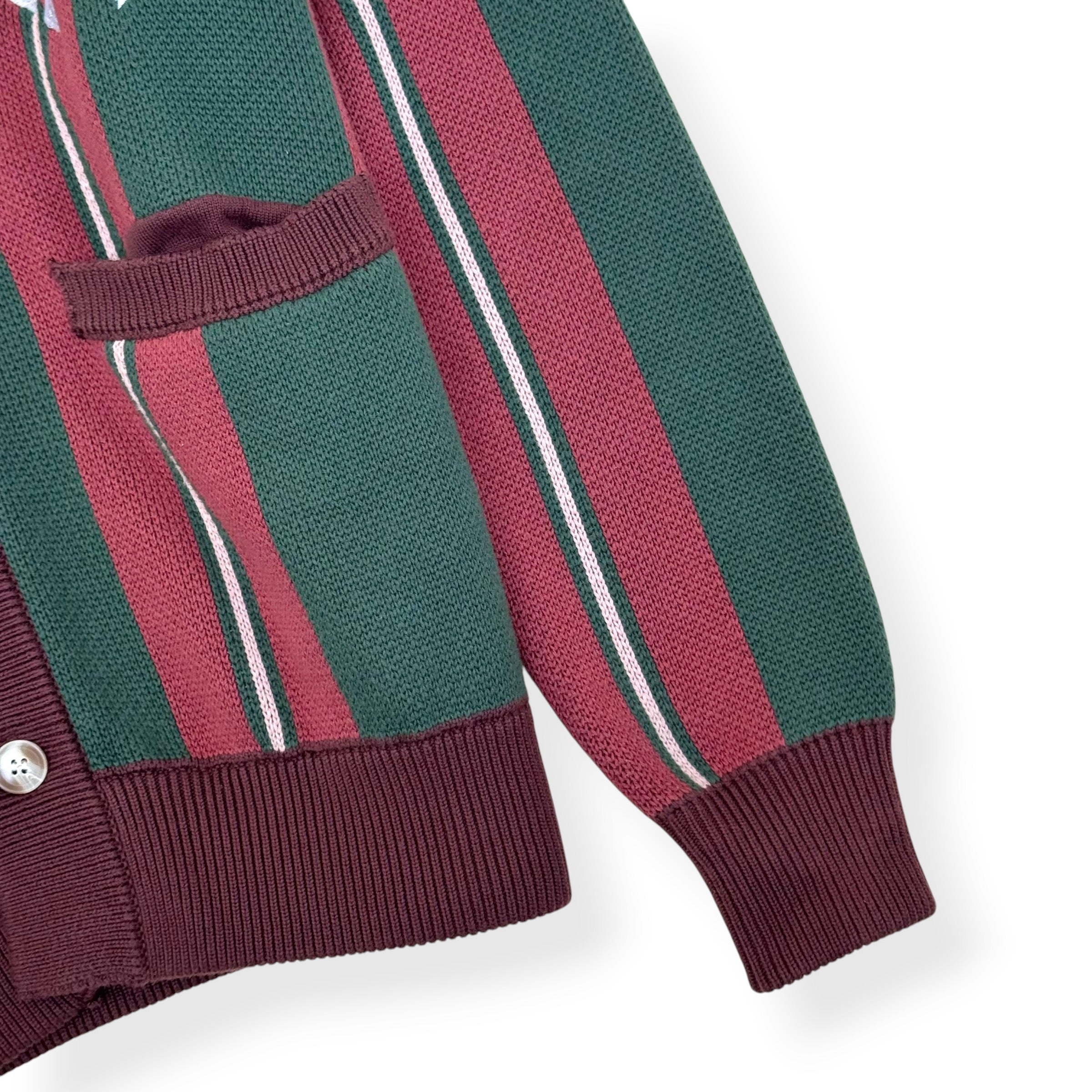 WISDOM OF AGE CITY CARDIGAN GREEN / BURGUNDY S