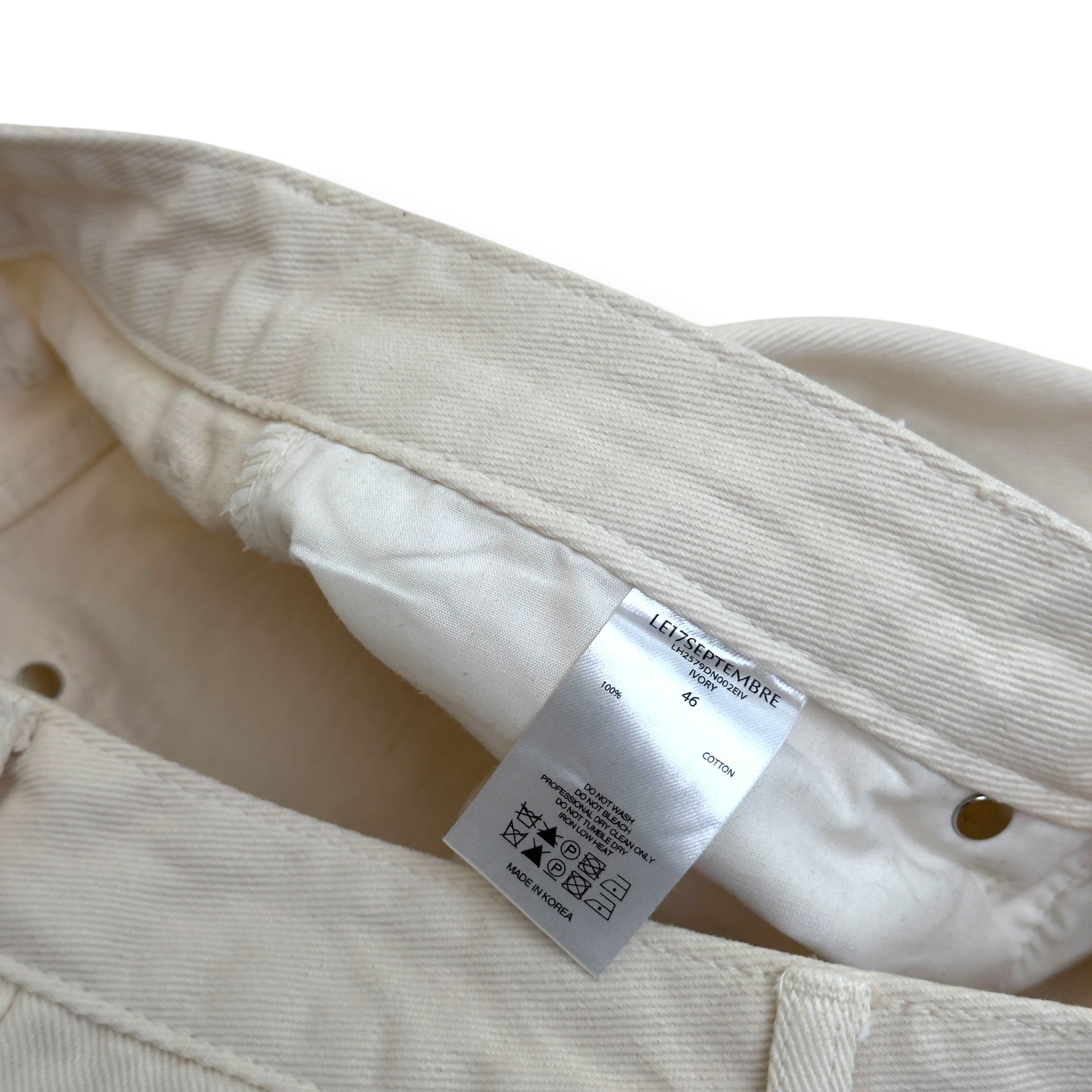 LE17SEPTEMBRE ONE TUCK WIDE DENIM JEANS IVORY 46 / XS