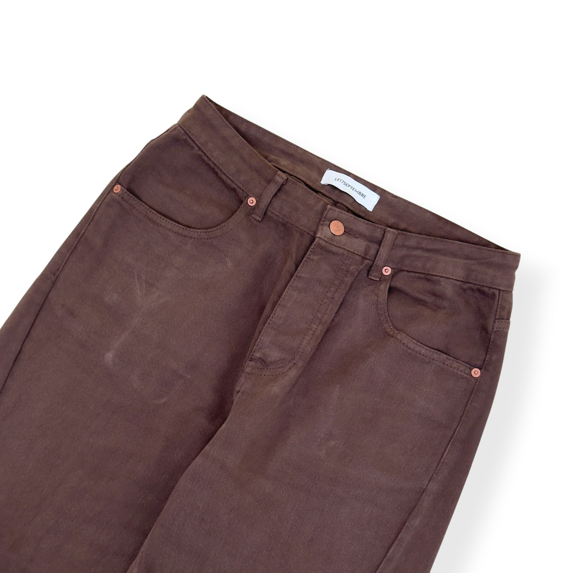 LE17SEPTEMBRE ONE TUCK WIDE DENIM JEANS BROWN 46 / XS
