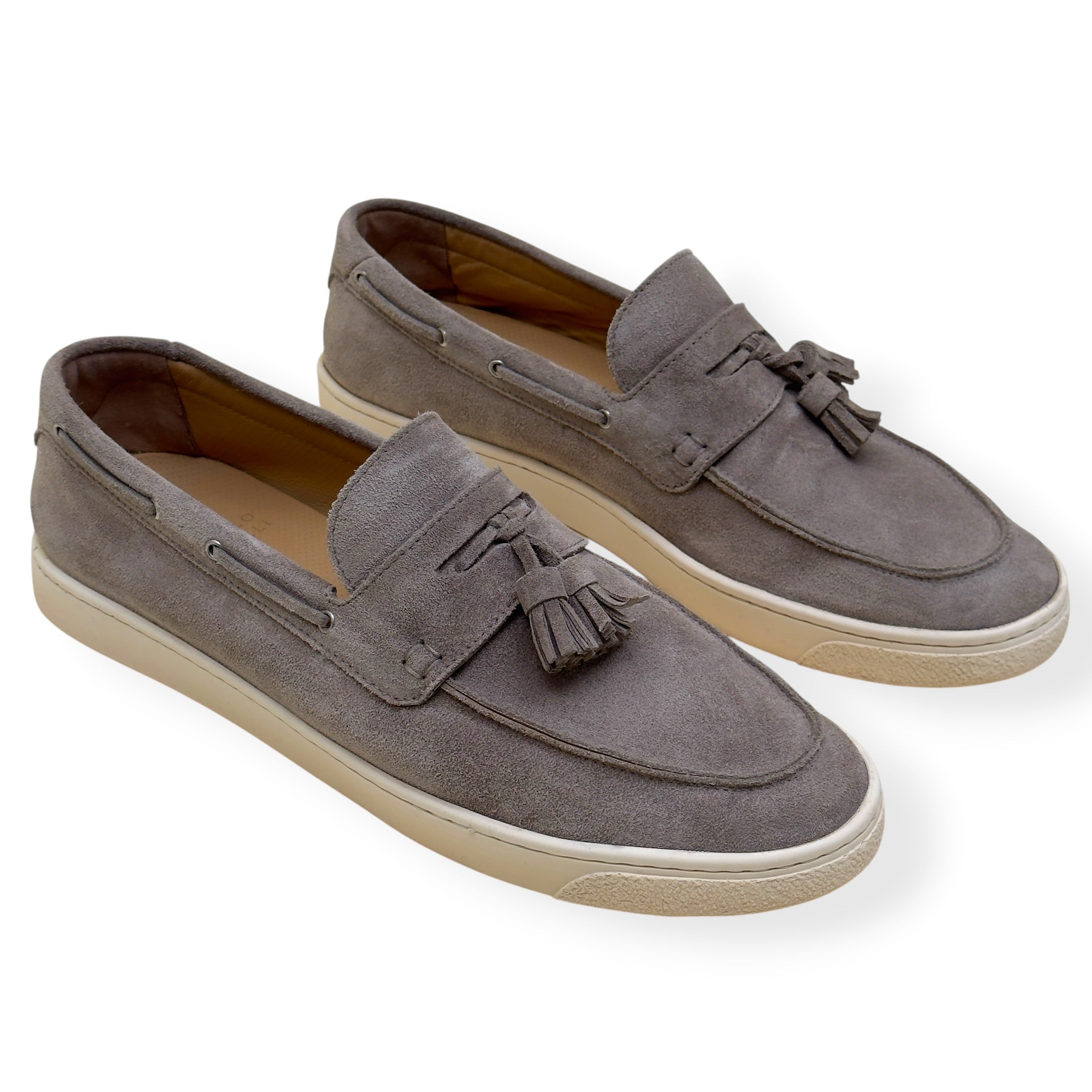 BRUNELLO CUCINELLI SUEDE TASSEL LOAFER SNEAKER TAUPE 45 / UK11
