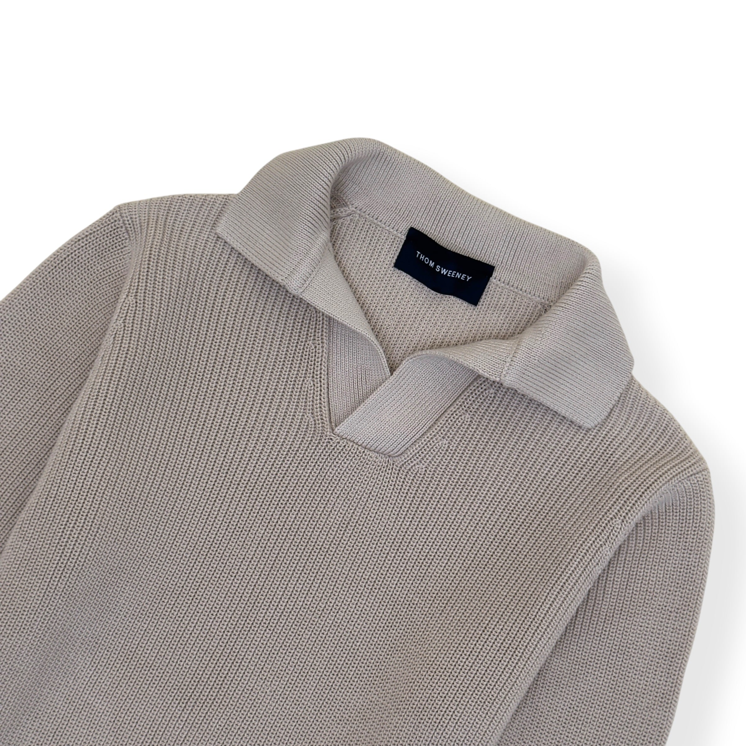 THOM SWEENEY SKIPPER KNIT POLO SWEATER CREAM M