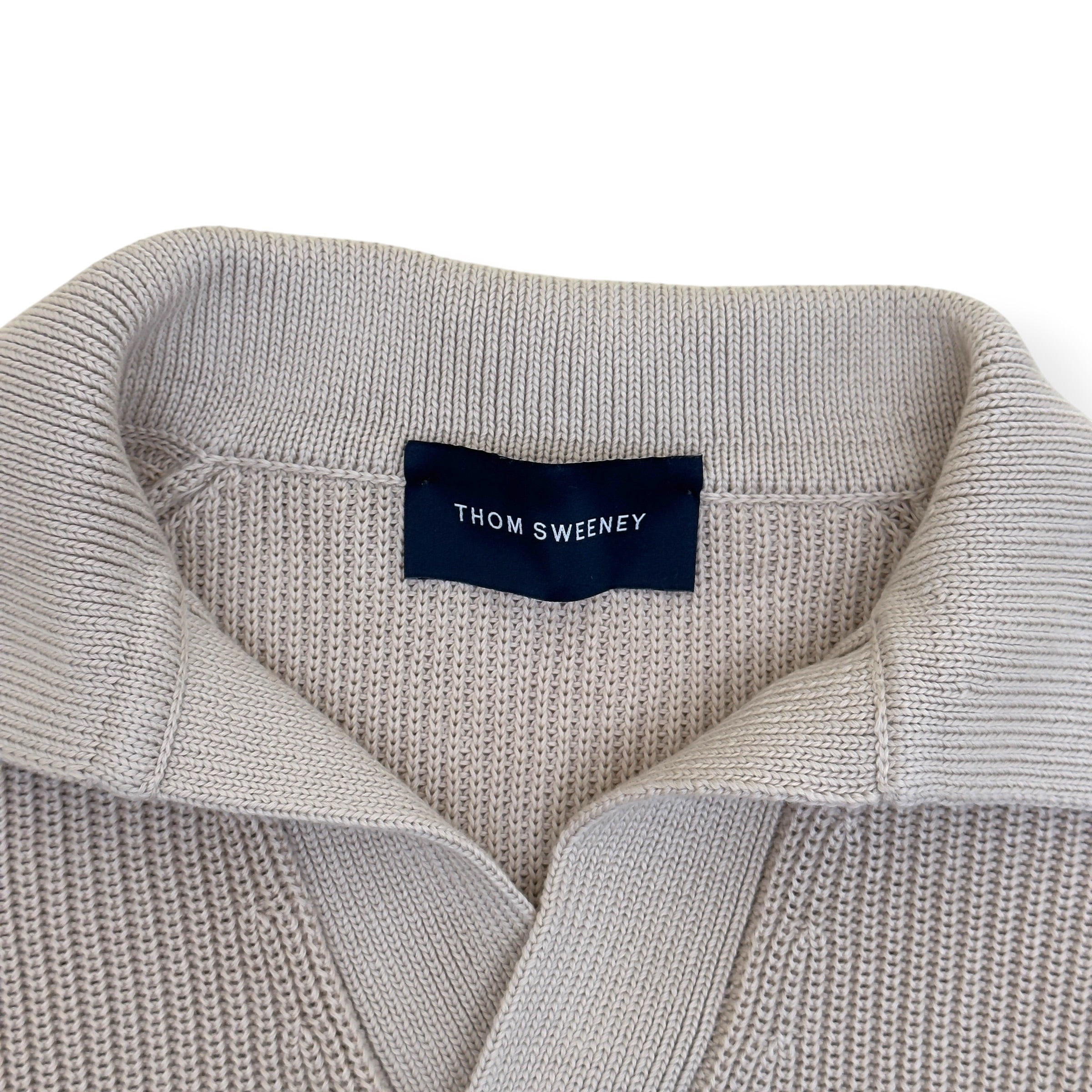 THOM SWEENEY SKIPPER KNIT POLO SWEATER CREAM M