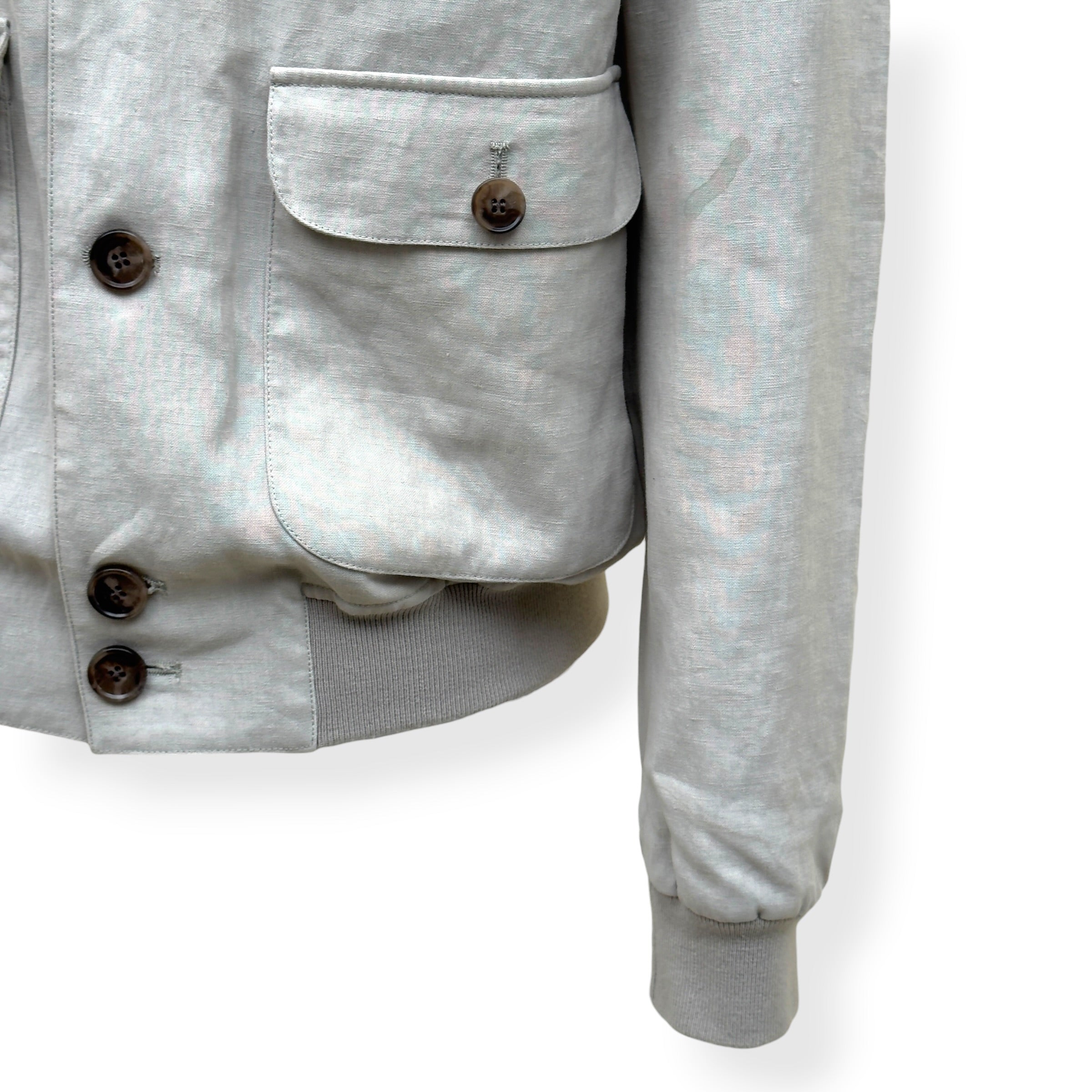 THOM SWEENEY LINEN BESPOKE BUTTON-UP JACKET STONE 50 / M