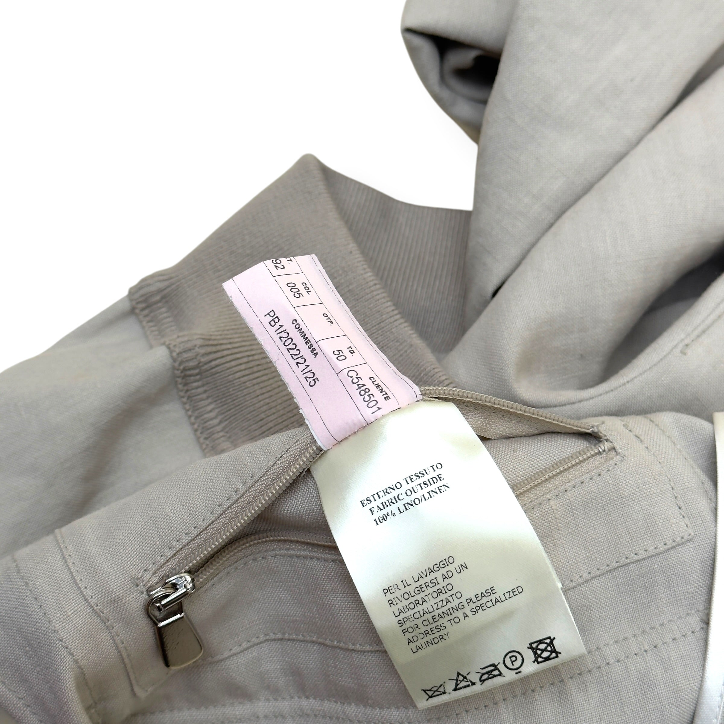 THOM SWEENEY LINEN BESPOKE BUTTON-UP JACKET STONE 50 / M