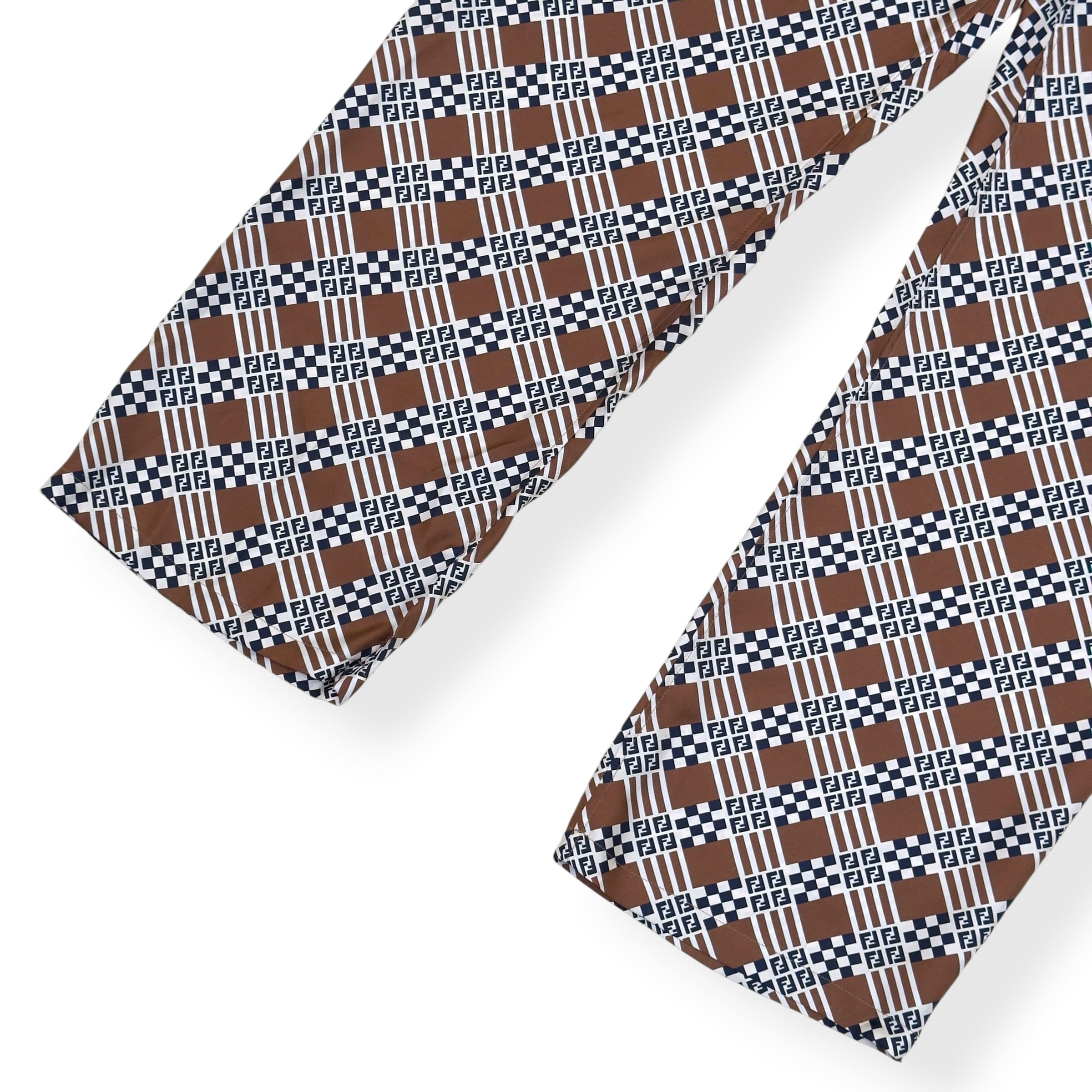 FENDI SILK MONOGRAM PRINTED TROUSERS BROWN 50 / M