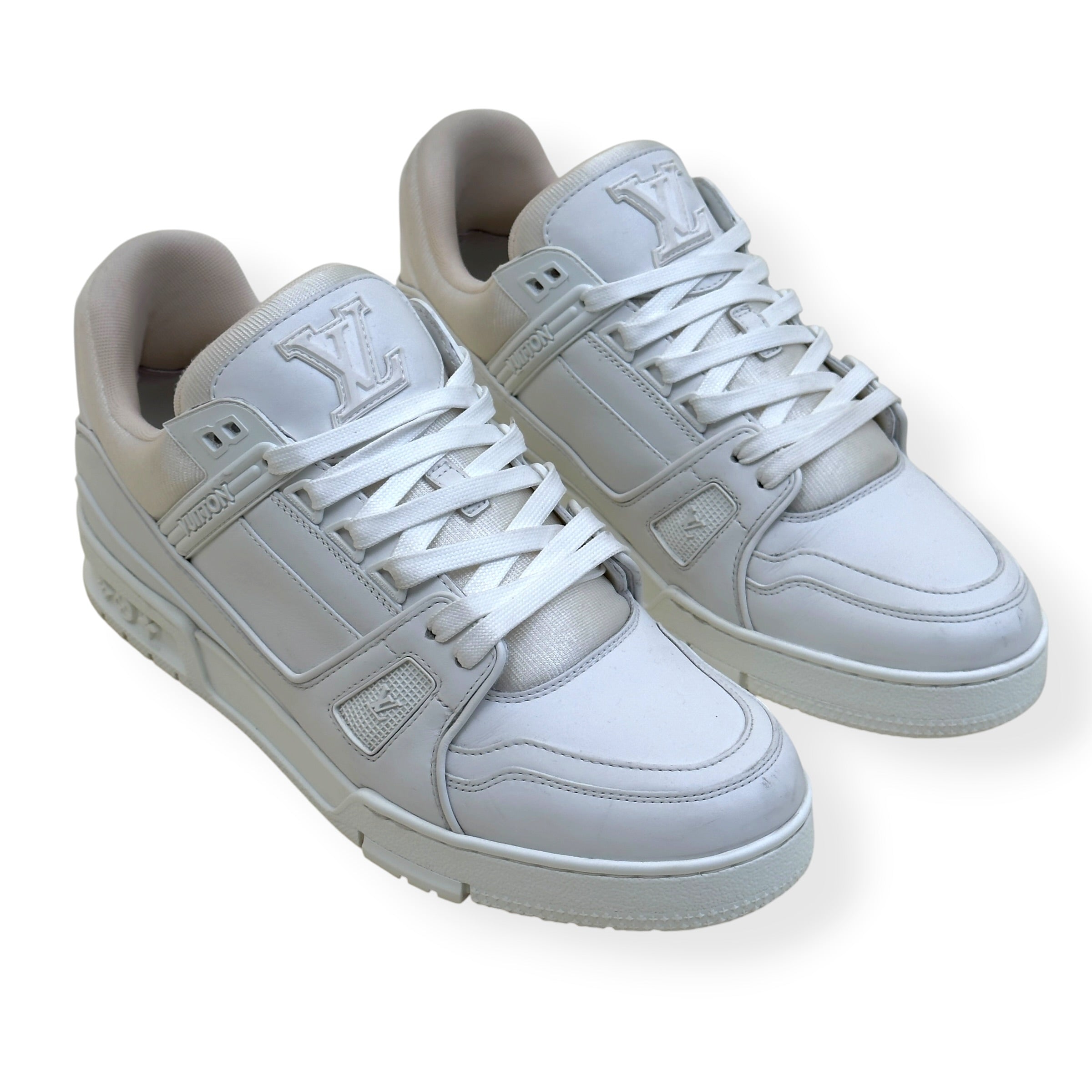 LOUIS VUITTON LEATHER LV TRAINER WHITE UK8.5