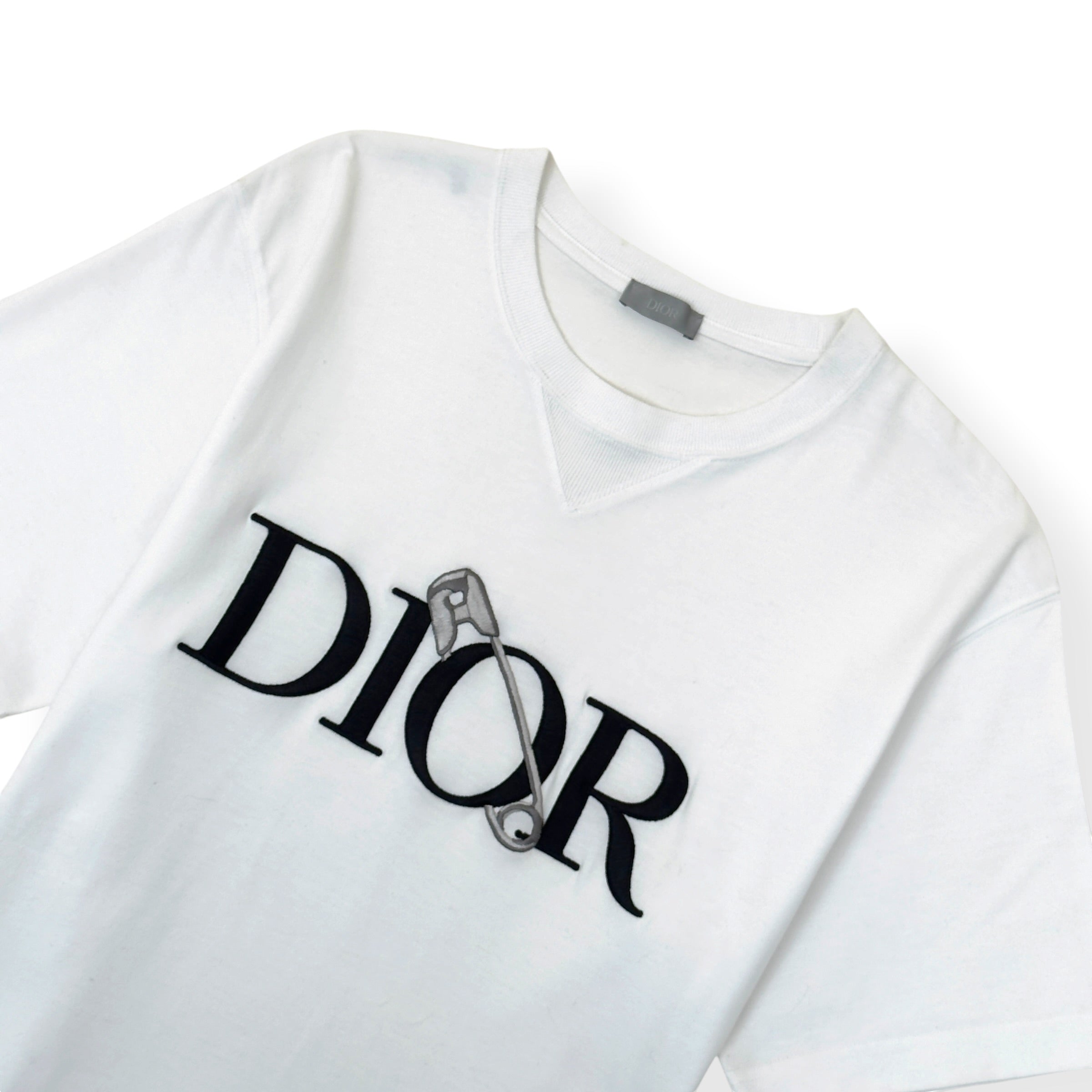 DIOR X JUDY BLAME EMBROIDERED SAFETY PIN T-SHIRT WHITE XXL