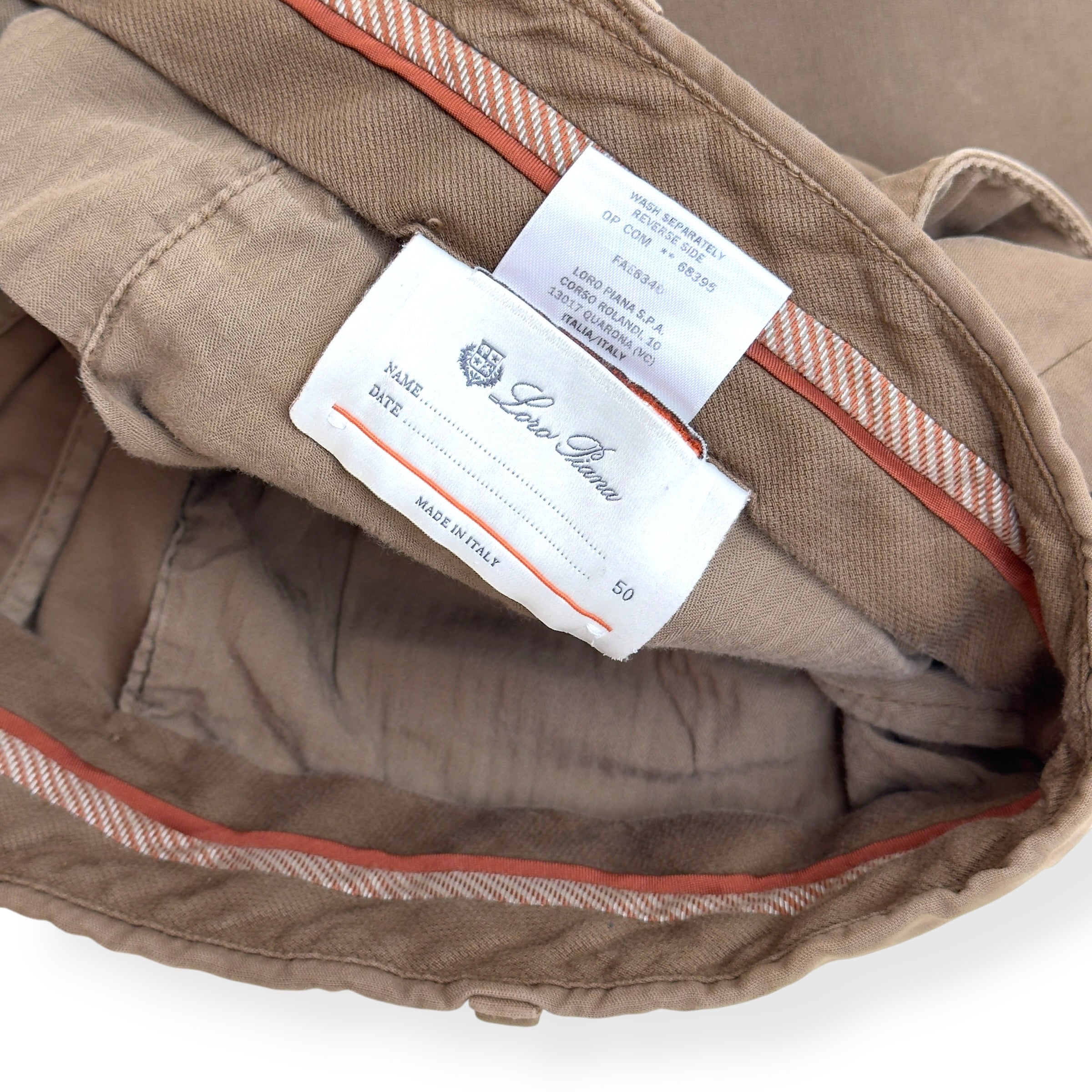LORO PIANA CHINO TROUSER TAN 50 / L