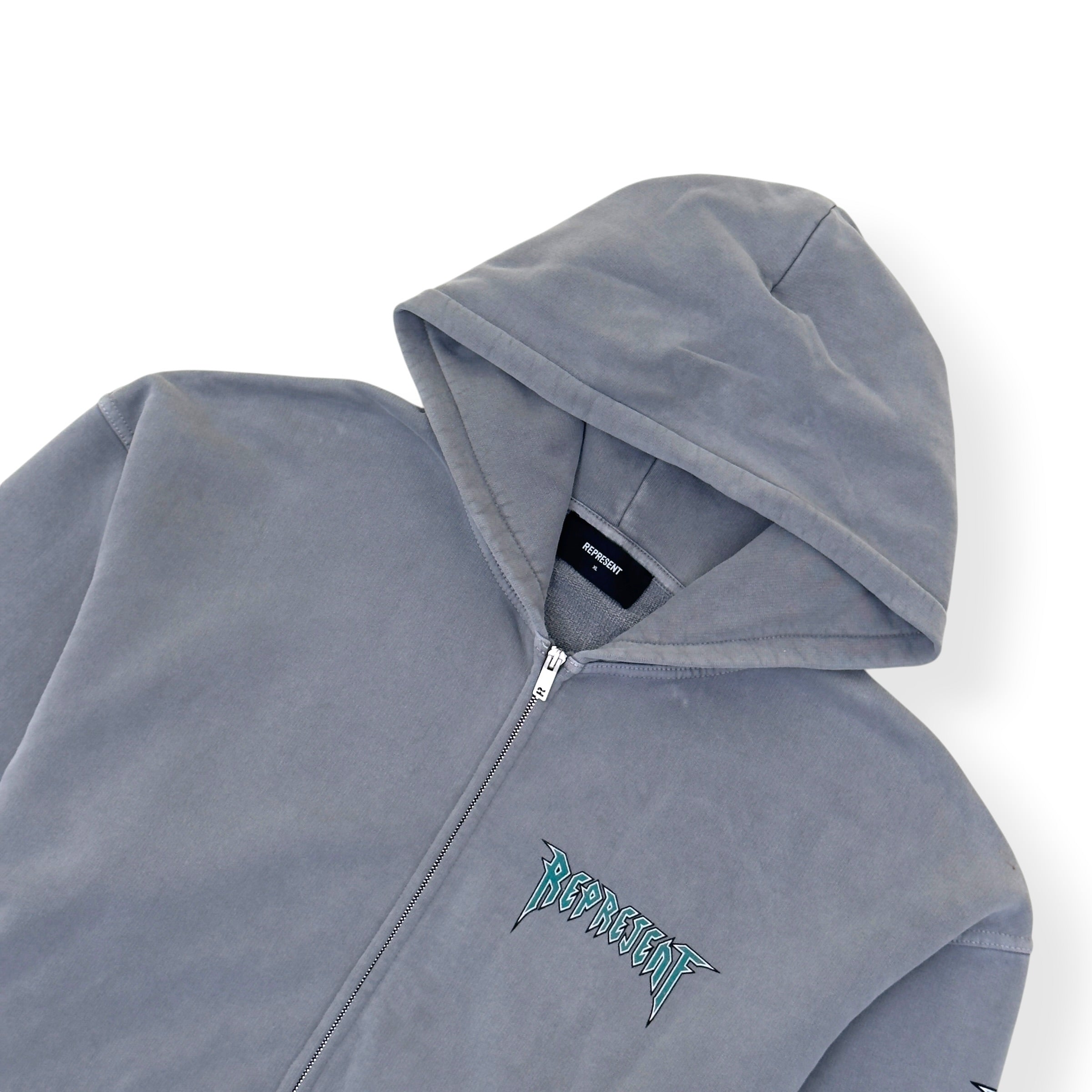 REPRESENT ROCK LOGO ZIP-UP HOODIE GREY XL