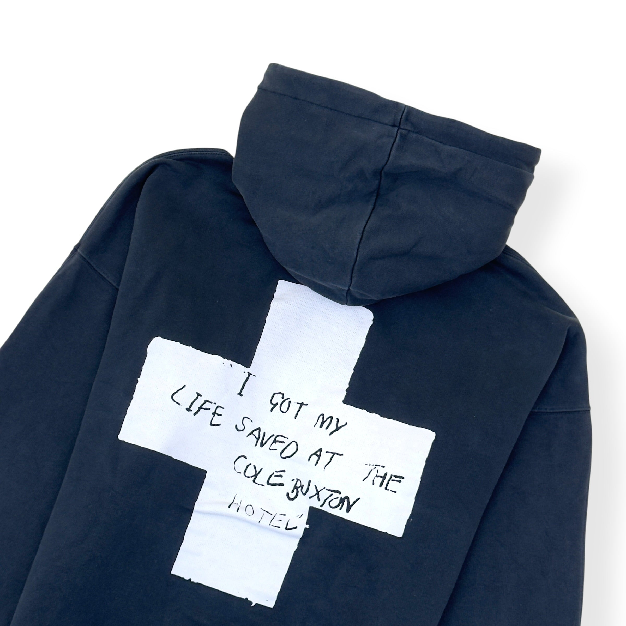 COLE BUXTON GRAPHIC PRINT HOODIE BLACK / WHITE L